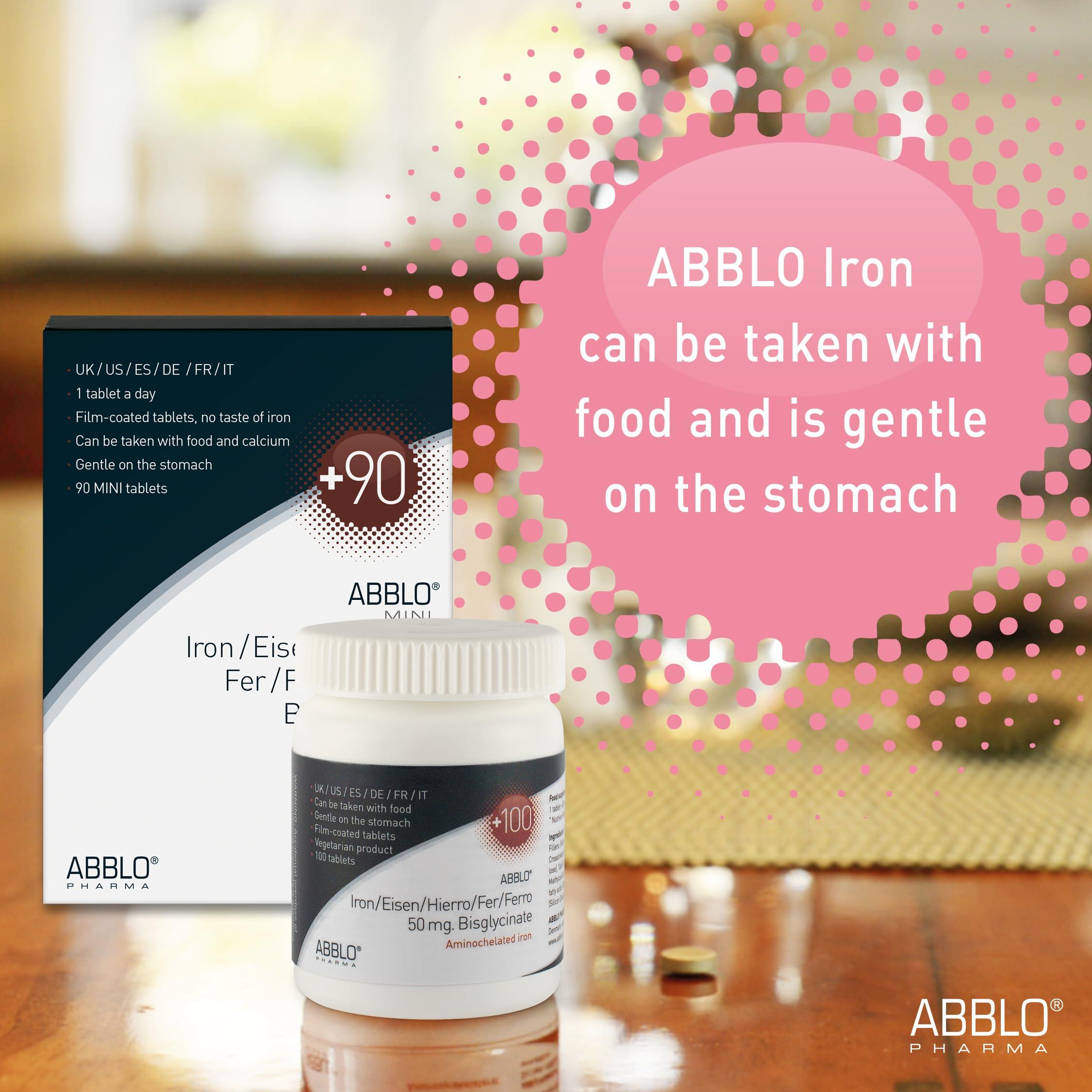 ABBLO PHARMA Prenatal & Pregnant Iron - 1 Tablet a Day - Very Gentle - Very Small - Bisglycinate - Take it with Breakfast