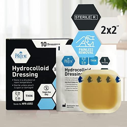 MED PRIDE MED PRIDE Hydrocolloid 6\'\' x 6\'\' Wound Dressing Pads| 5-Pack, Sterile Adhesive Patches| Individually Packed, Highly Absorbent, Water-Resistant & Comfortable| Multiple Day Usage