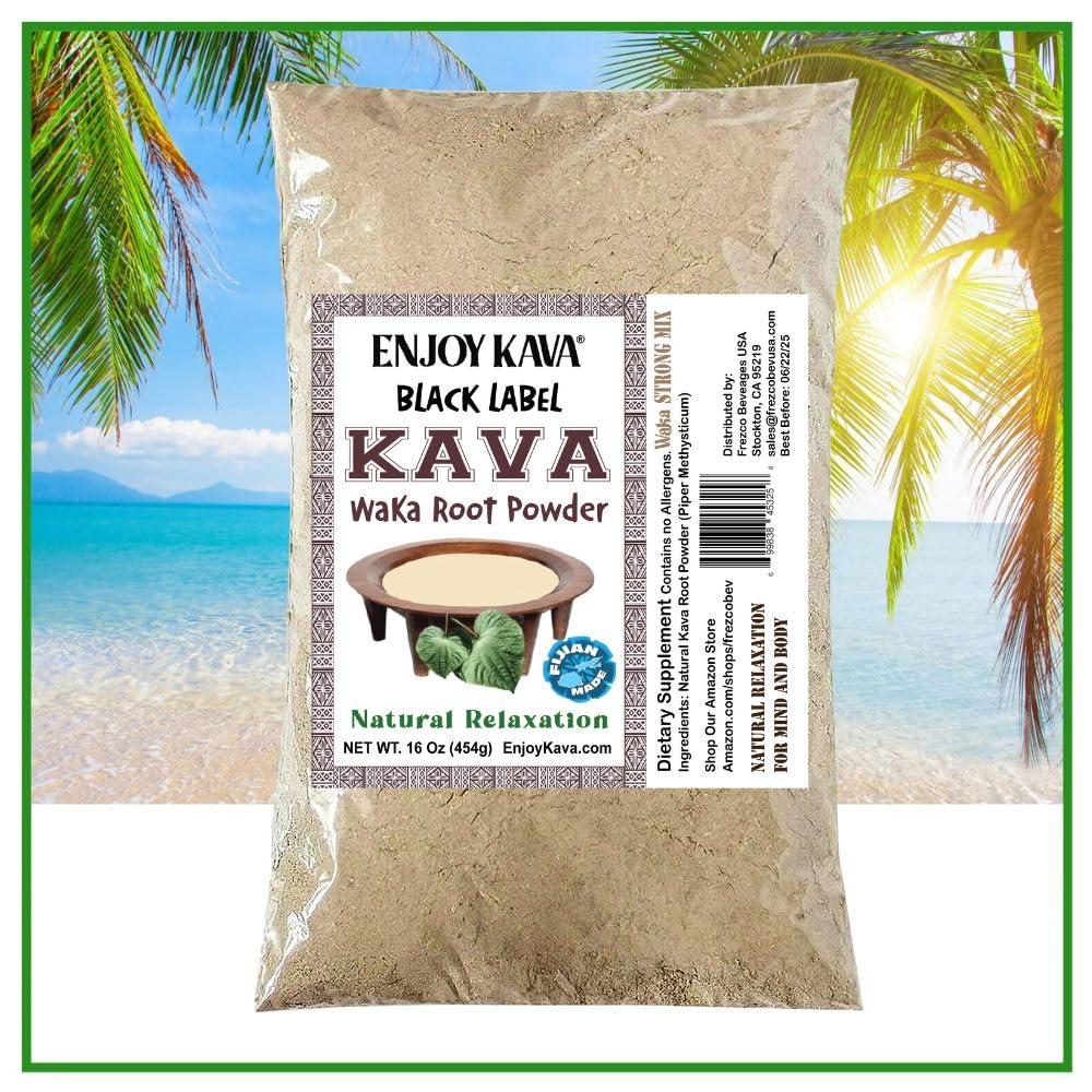 Enjoy Kava Enjoy Kava Noble Kava Root Powder (16 Oz Bag) Herbal Supplement Kava Drink ... Black Label