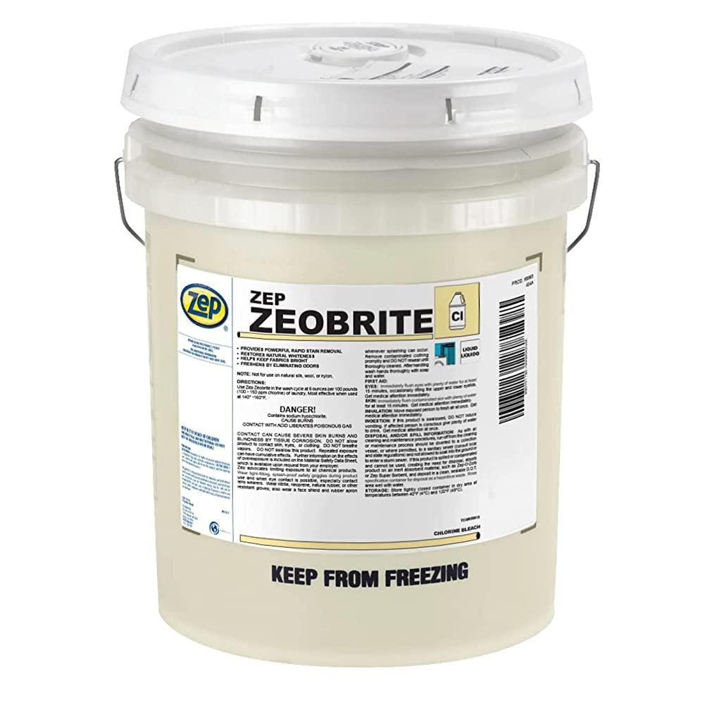 Zep Zep ZEOBRITE Liquid Chlorine Bleach - 5 Gallons (1 Pail) - 86835 - Concentrated Commercial Formula That Renews The Brightness and Whiteness of Fabric While Eliminating Odors
