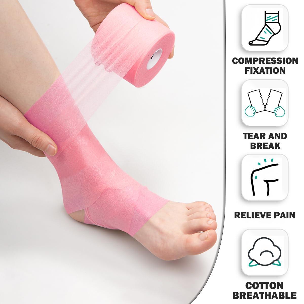 UPIQNG UPIQNG 4Pcs Foam Underwrap Tape Athletic Foam Tape Wrists Knees Ankles Hands Breathable Sponge Bandage Sports Pre Wrap,30Yards