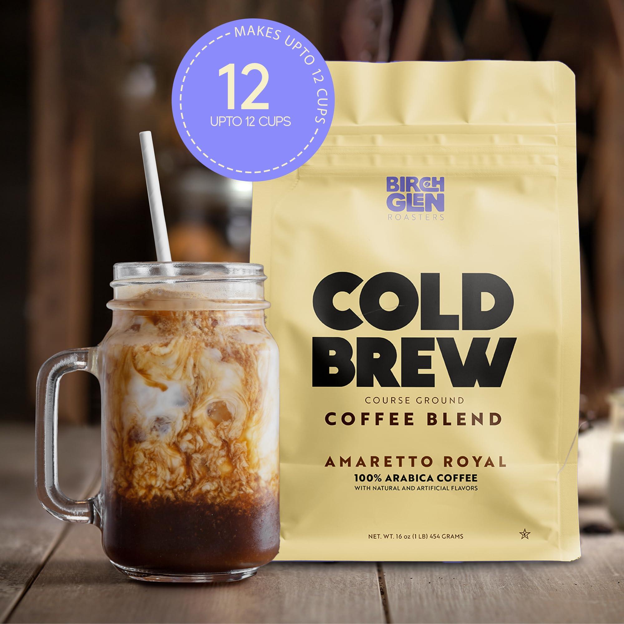 kitchentoolz Birch Glen Roasters Cold Brew Coffee | Flavored Coarse Ground Coffee | Medium Roast | Artisanal Roasting | 100% Arabica |1 LB Bag | French Toast