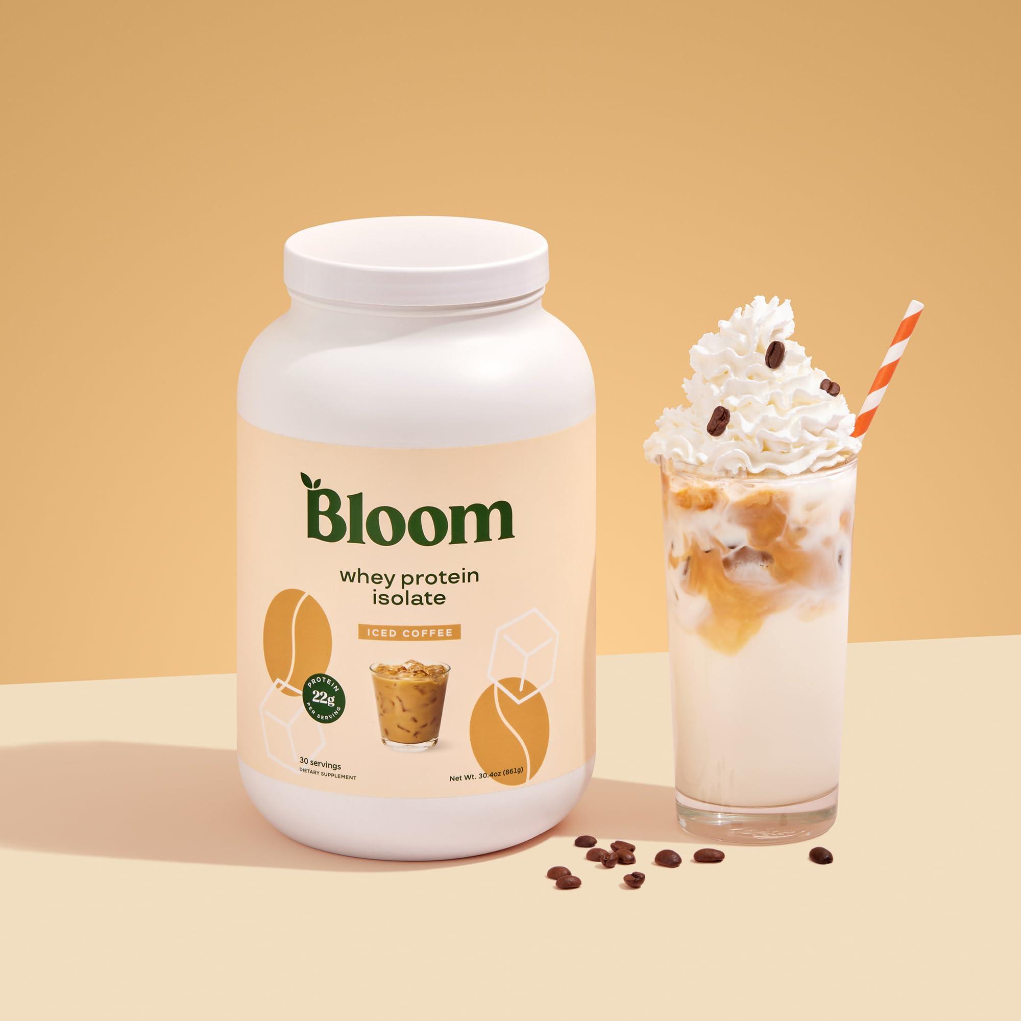 Bloom Nutrition Bloom Nutrition Whey Isolate Protein Powder, Iced Coffee - Pure Iso Post Workout Recovery Drink Blend, Smoothie Mix with Digestive Enzymes for Gut Health - Low Carb, Keto & Zero Sugar Added