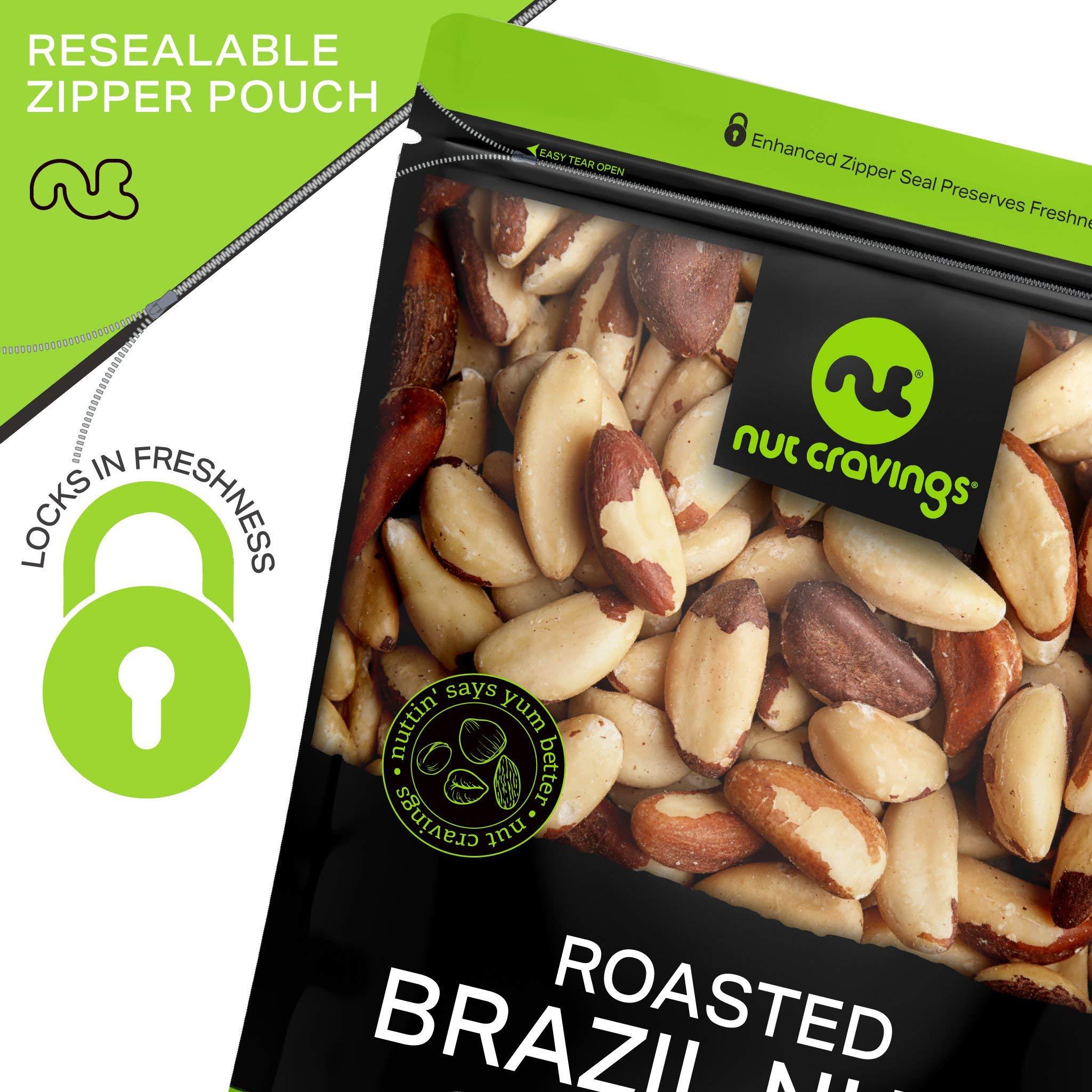 Nut Cravings NUT CRAVINGS - Brazil Nuts Roasted & Unsalted - No Shell, Whole (16oz - 1 LB) Bulk Nuts Packed Fresh in Resealable Bag - Healthy Protein Food Snack, All Natural, Keto Friendly, Vegan, Kosher