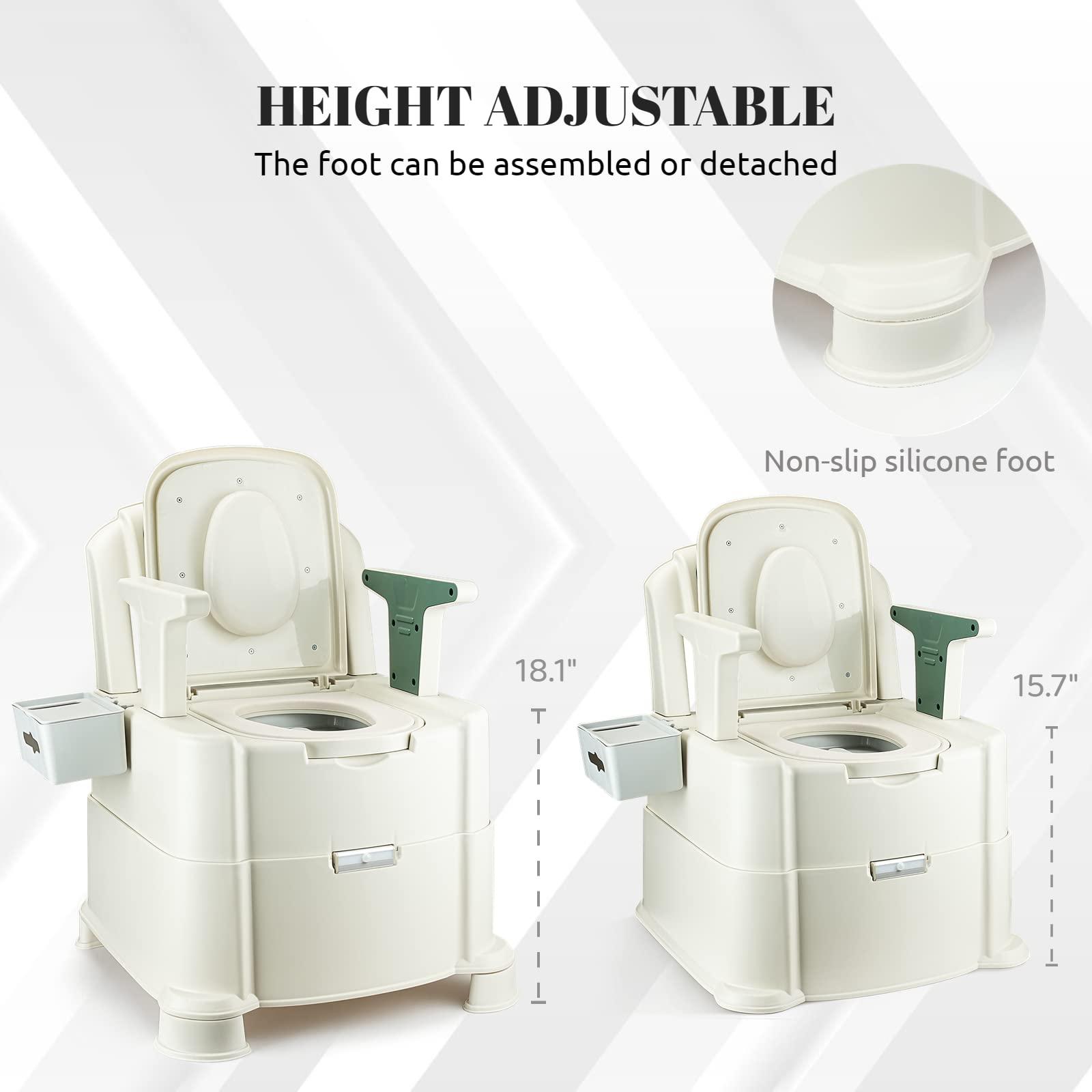 Hybodies Hybodies Bedside Commode, Portable Toilet for Adults, Commode Chair for Toilet with Arms, Height Adjustable, 2 Toilets and Induction Night Light, Potty Chair for Elderly and Disabled