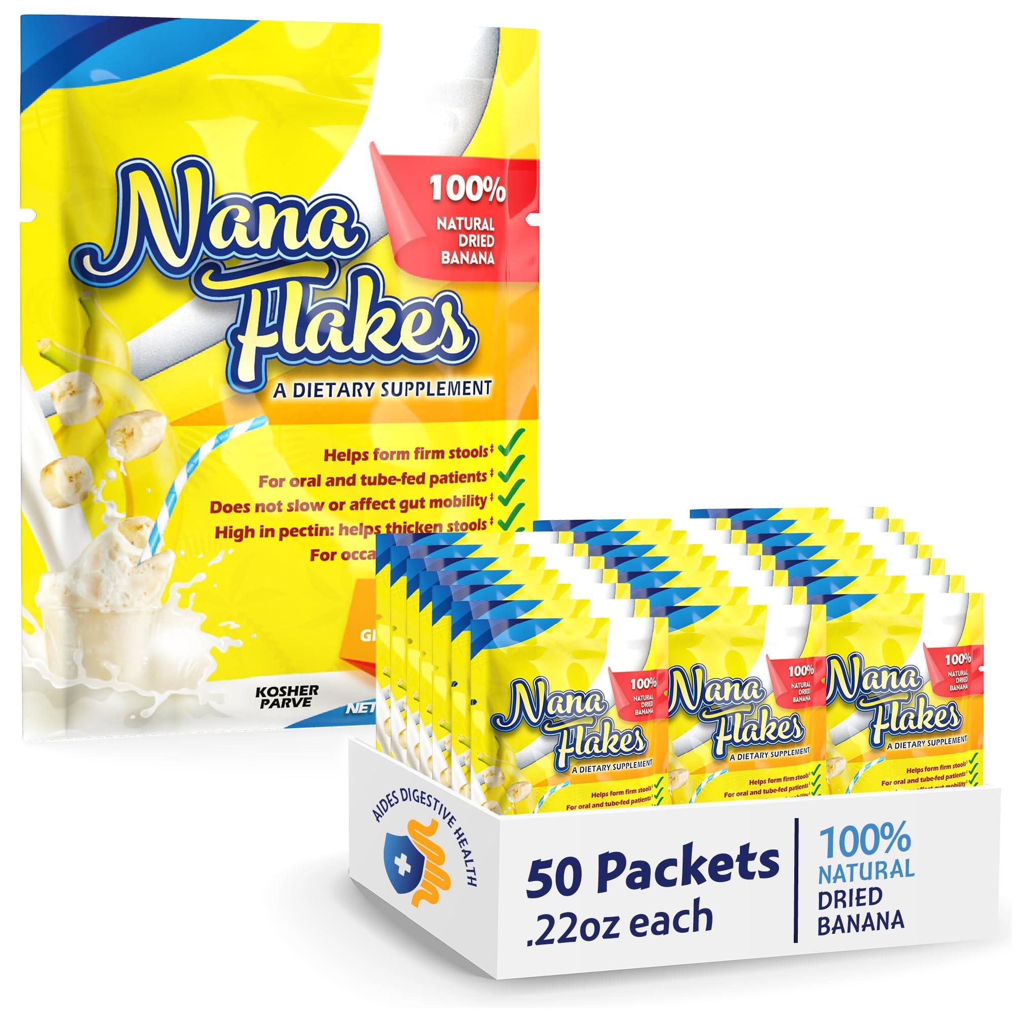 NUTRITIONAL DESIGNS ND LABS, INC SINCE 1986 Nutritional Designs Nana Flakes Anti-Diarrheal Banana Powder, IBS Relief & Heart Burn Remedy, 100% Pure Banana Flakes Medical Food - Natural - High Protein& Fiber (50 Single-Serve Packs)