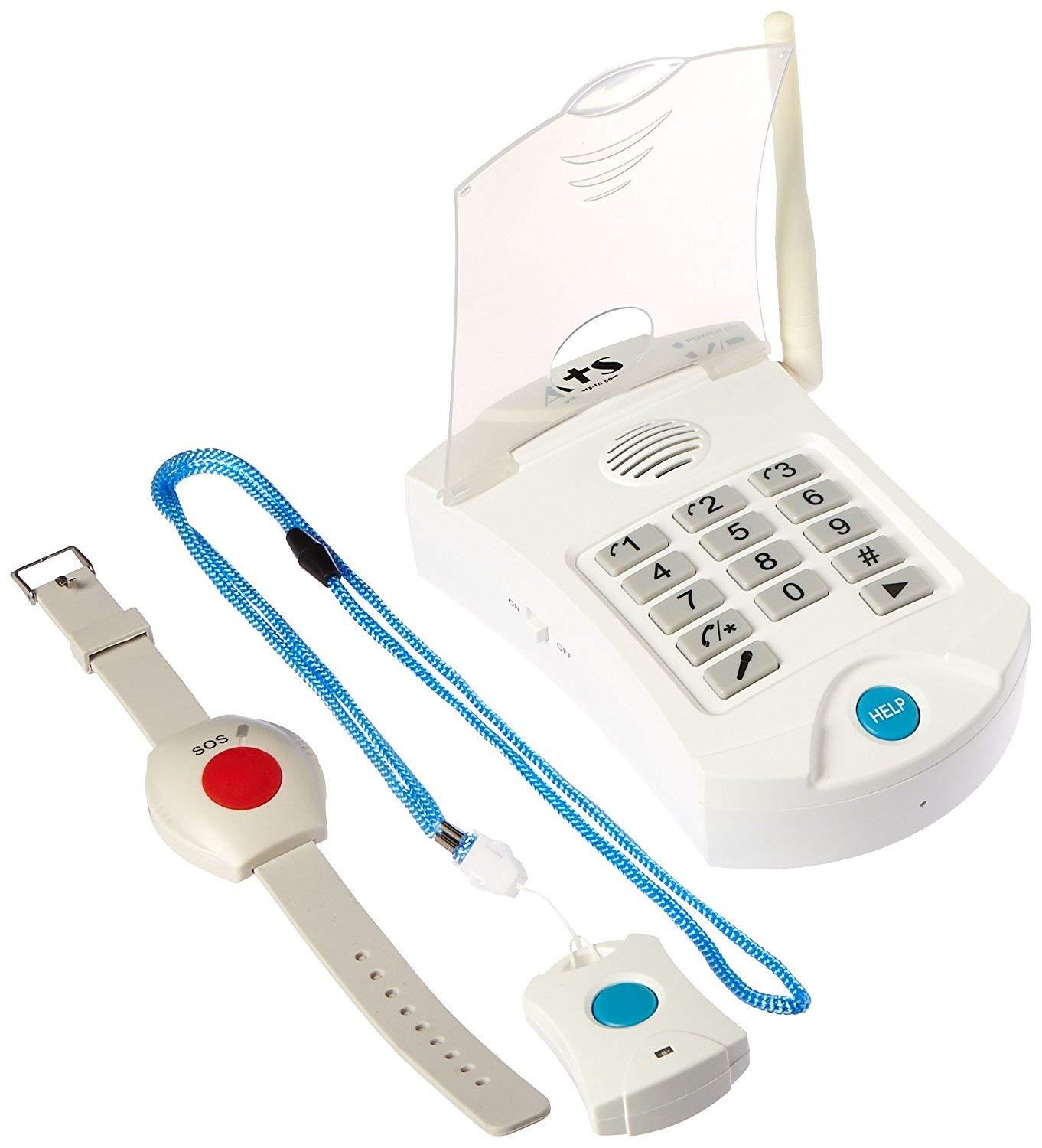 Assistive Technology Services Elderly Senior Medical Alert System | NO Monthly Fees | No Subscription | Calls Family and/or Friends and/or 911 | Uses Landline or Cell Phone Adapter