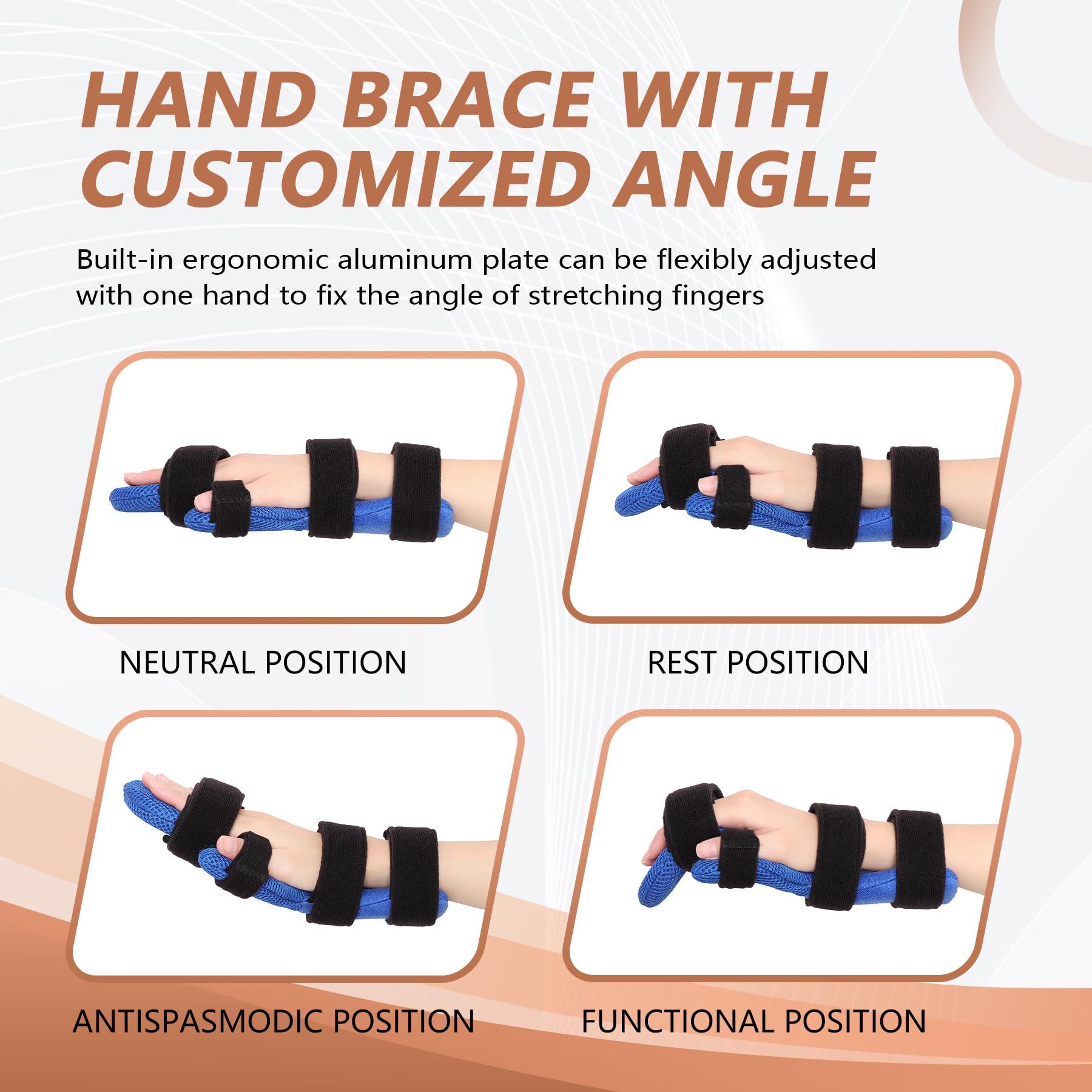 Scurnhau Scurnhau Resting Hand Splint, Night Sleeping Carpal Tunnel Wrist & Finger Splint, Stroke Hand Brace with Finger Support for Finger Contractures, Tendonitis, Arthritis, Fits Left and Right Hands, L