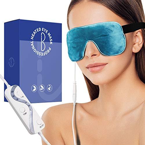 Heated Eye Mask with Natural Flaxseed, Weighted Eye Pillow with Detachable Filling Bags, Moist Heat for Dry Eyes, Blepharitis, Stye & Puffy Eyes (Blue) image-1