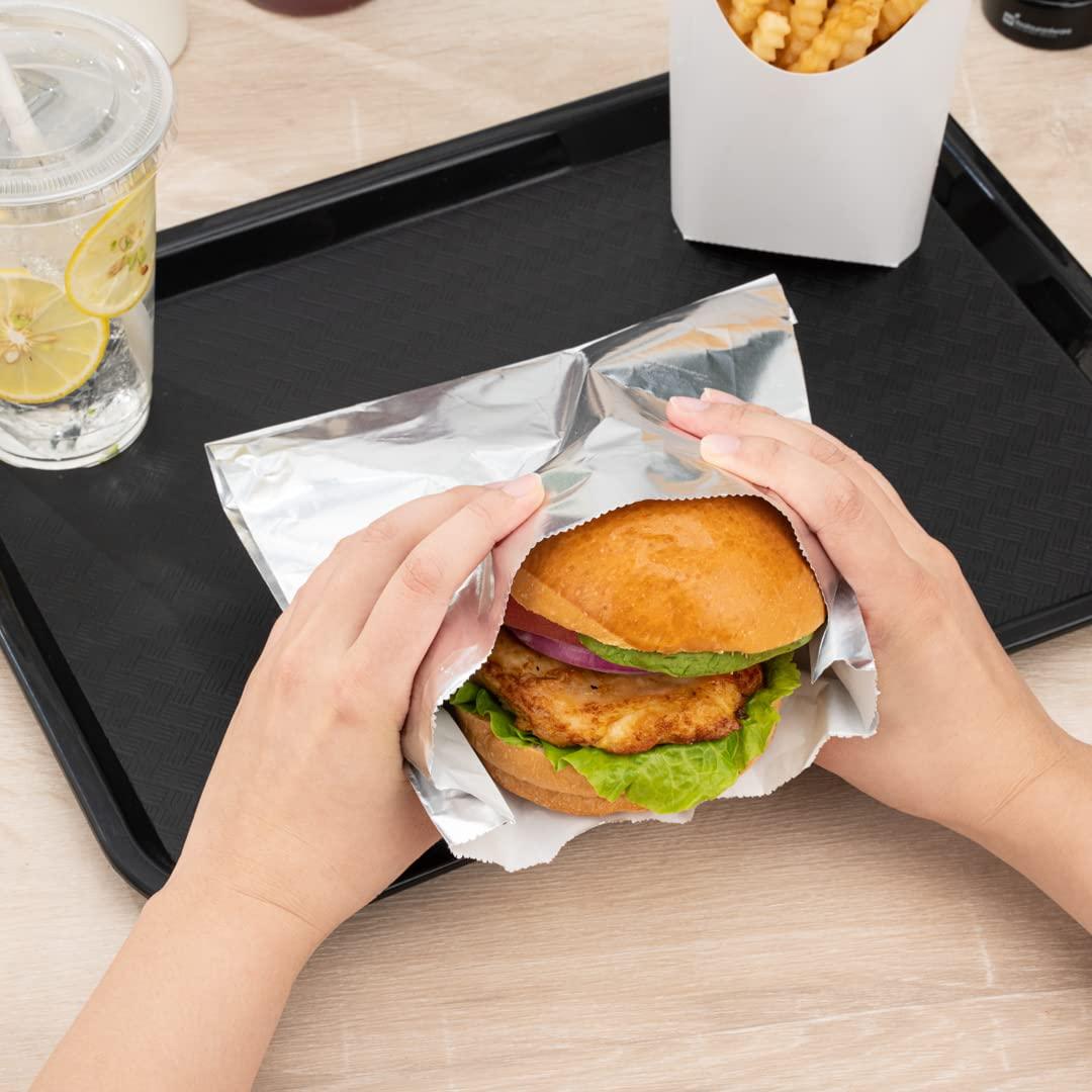 Restaurantware Restaurantware Bag Tek 7.9 x 1.7 x 7.9 Inch Foil Lined Bags 100 Greaseproof Foil Food Wrappers - Freezable Non-Vented Silver Foil Paper Hot Sandwich Bags Keeps Food Warm For Hot And Cold Foods