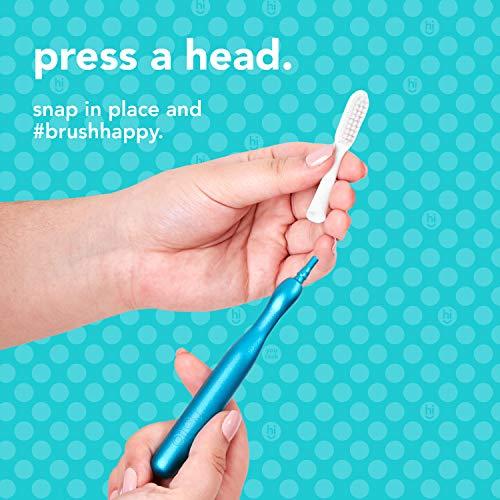 hello hello Manual Adult Blue Toothbrush Replacement Head Refills, Soft Tapered Bristles, BPA Free, 2 count, 4 Toothbrush Refill Heads