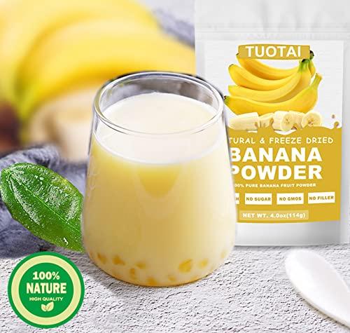 TUOTAI Nature Banana Fruit Powder,Freeze Dried Banana Powder, 4 Ounces, Banana Powder for Cake, Drinks and Baking Food
