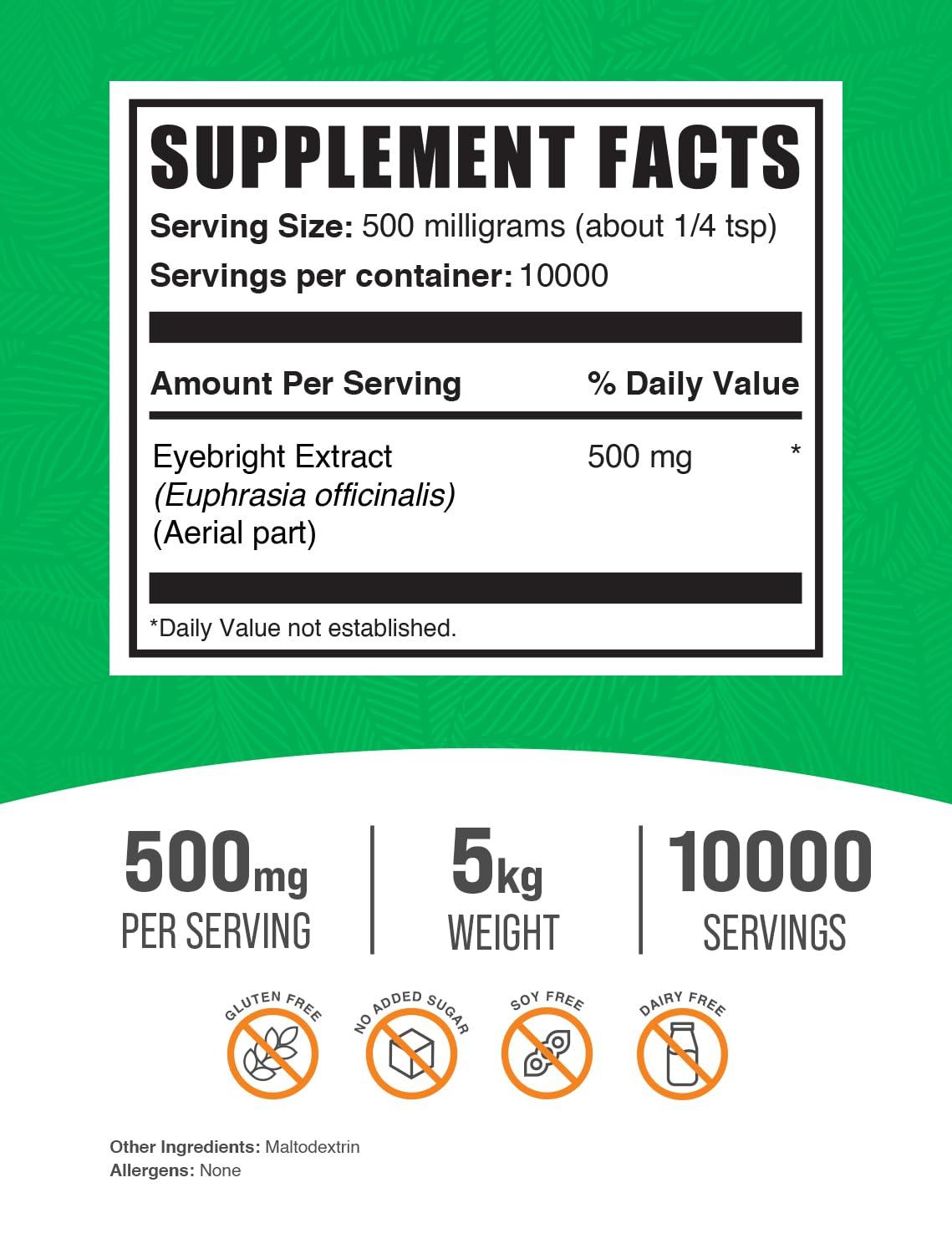 BulkSupplements BulkSupplements.com Eyebright Extract Powder - Eye Bright Extract - Eye Supplements - Eyebright Herb Supplement - Eye Health Supplements for Adults (5 Kilograms - 11 lbs)