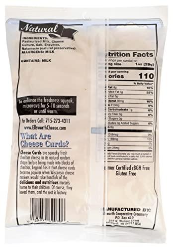 Ellsworth ELLSWORTH Cheese Curd Cheddar, Plain, 16 Ounce (Pack of 8)