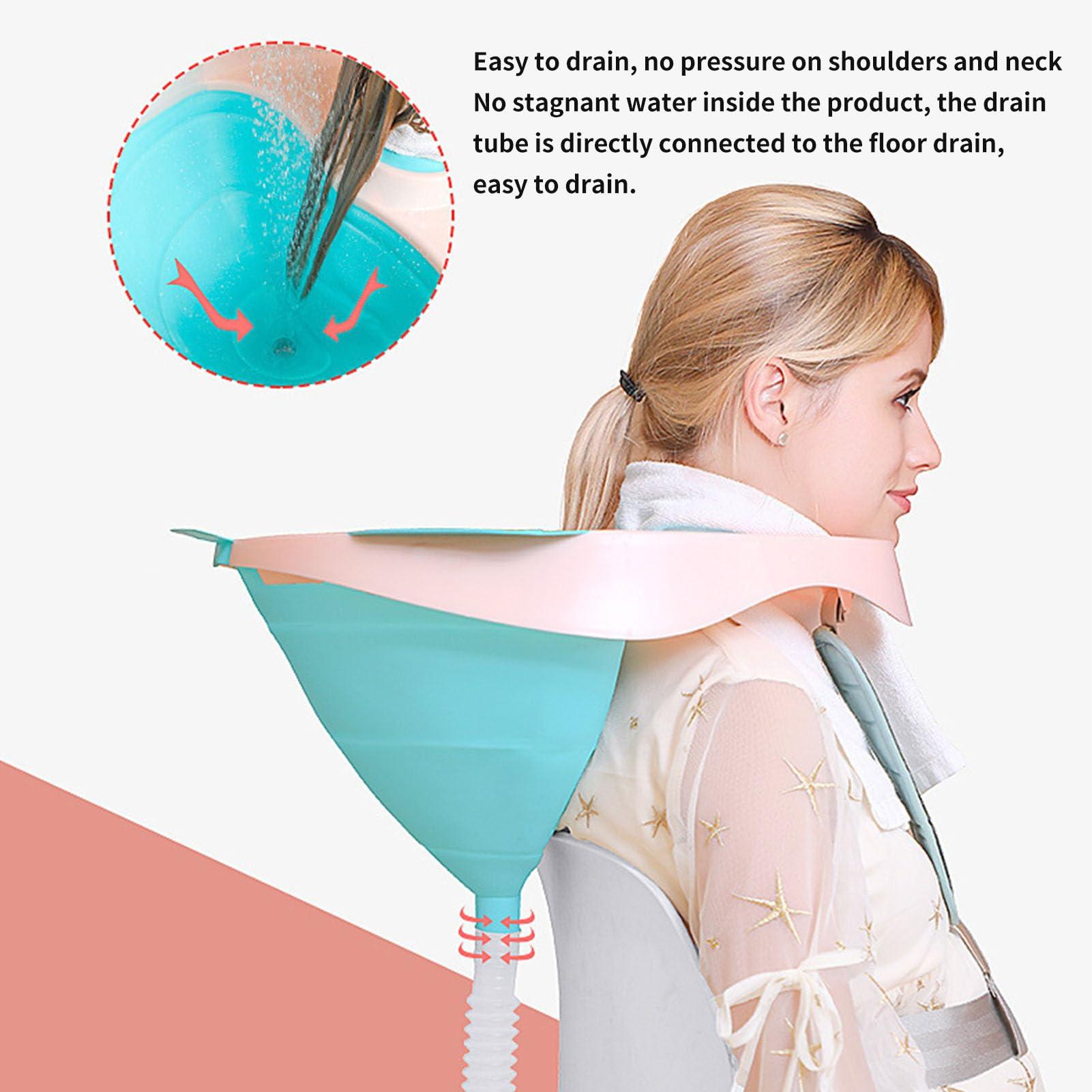 Pyhodi Portable Inflatable Shampoo Basin, Hair Washing Sink for Elderly, Pregnant Women, Bedridden, with Drainage Pipe, Adjustable Strap, Lightweight Bowl for Elderly, and Children