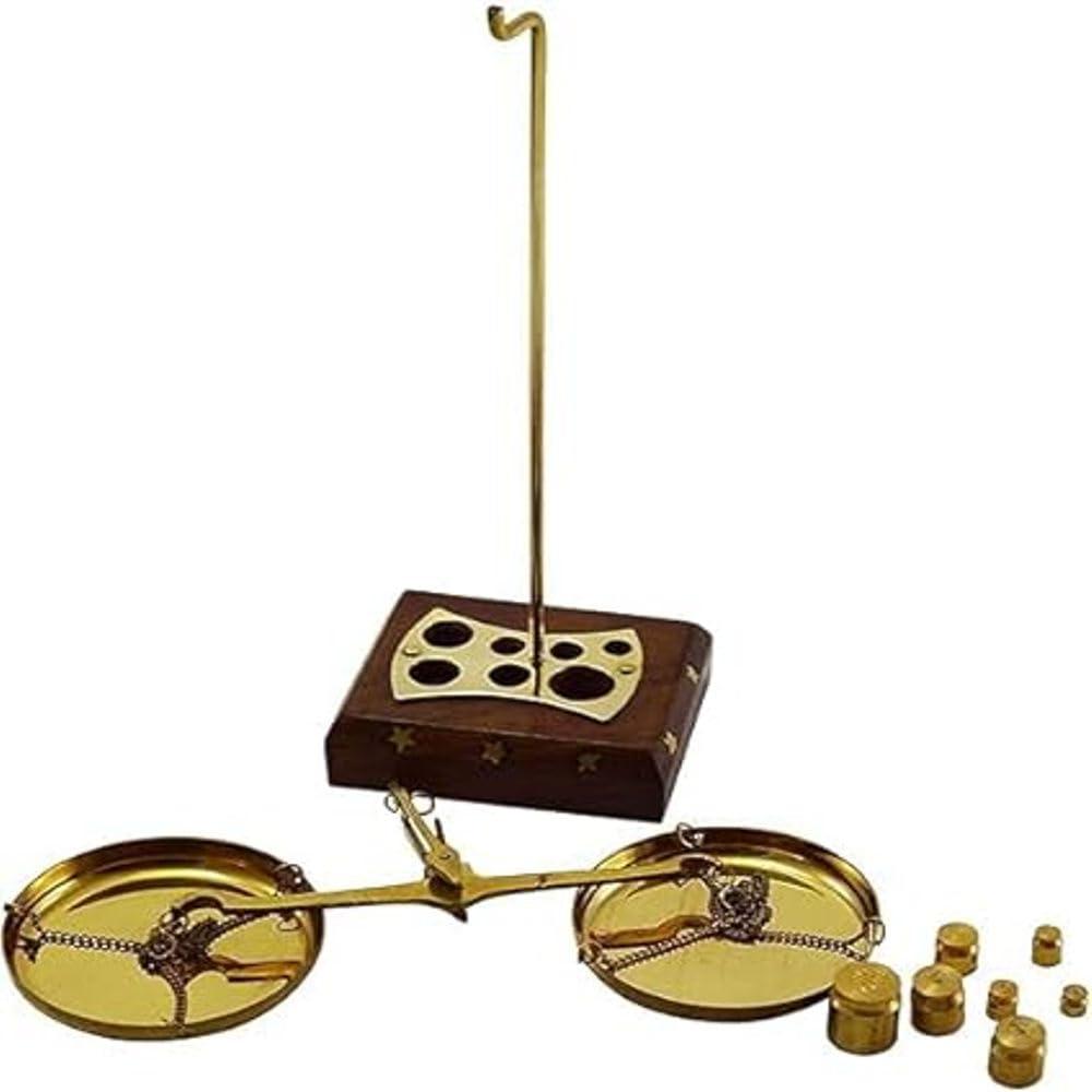 Generic Vintage Weighing Machine with Weight Capacity of 50 Grams (6.5 * 3 * 7.5 inch) Small Brass Weight Scale Brass 50 Grams Tarazu/Vintage Old Traditional Goldsmith Weight Mechanical