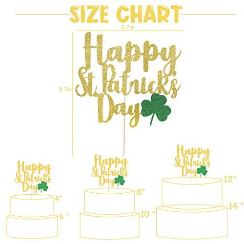 BOOMPA St Patrick’s Day Birthday Cake Topper - Lucky St Paddy’s Day Four Leaf Clover - Irish Themed Cake Decorations - Lucky 1st Happy Birthday For Gold Cake Flag - Best Photo Booth Props (St Patrick’s Day)