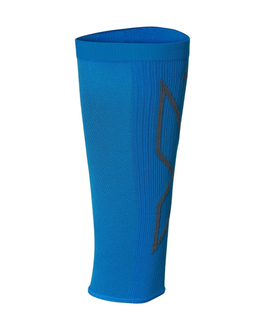 2XU 2XU X Compression Calf Sleeves for Lower Leg Support and Recovery- Vibrant Blue/Grey-S,Lower Leg Compression, Soothing Comfy Gradient Support,