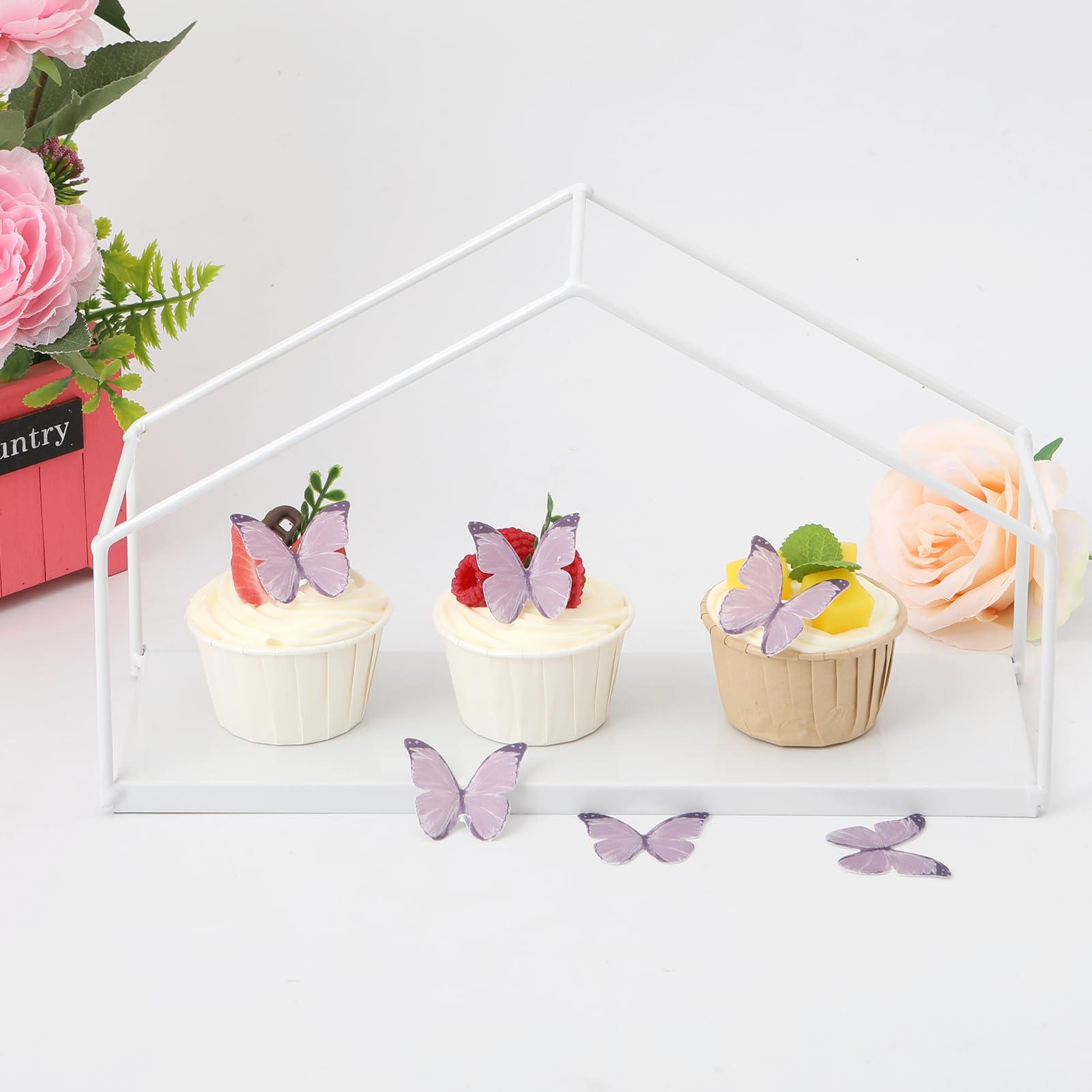 YOcity 48PCS Wafer Paper Butterfly Cake Toppers YOcity Edible Butterflies for Cake Decorations Purple Butterfly Cupcake Toppers for Birthday Party Wedding Food Decorations (Purple)
