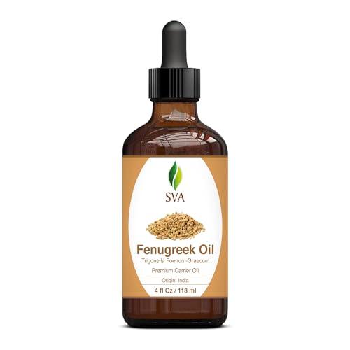 SVA ORGANICS SVA Fenugreek Oil 4oz (118ml) Premium Carrier Oil with Dropper for Hair Care, Hair Oiling, Scalp Massage & Skin Care