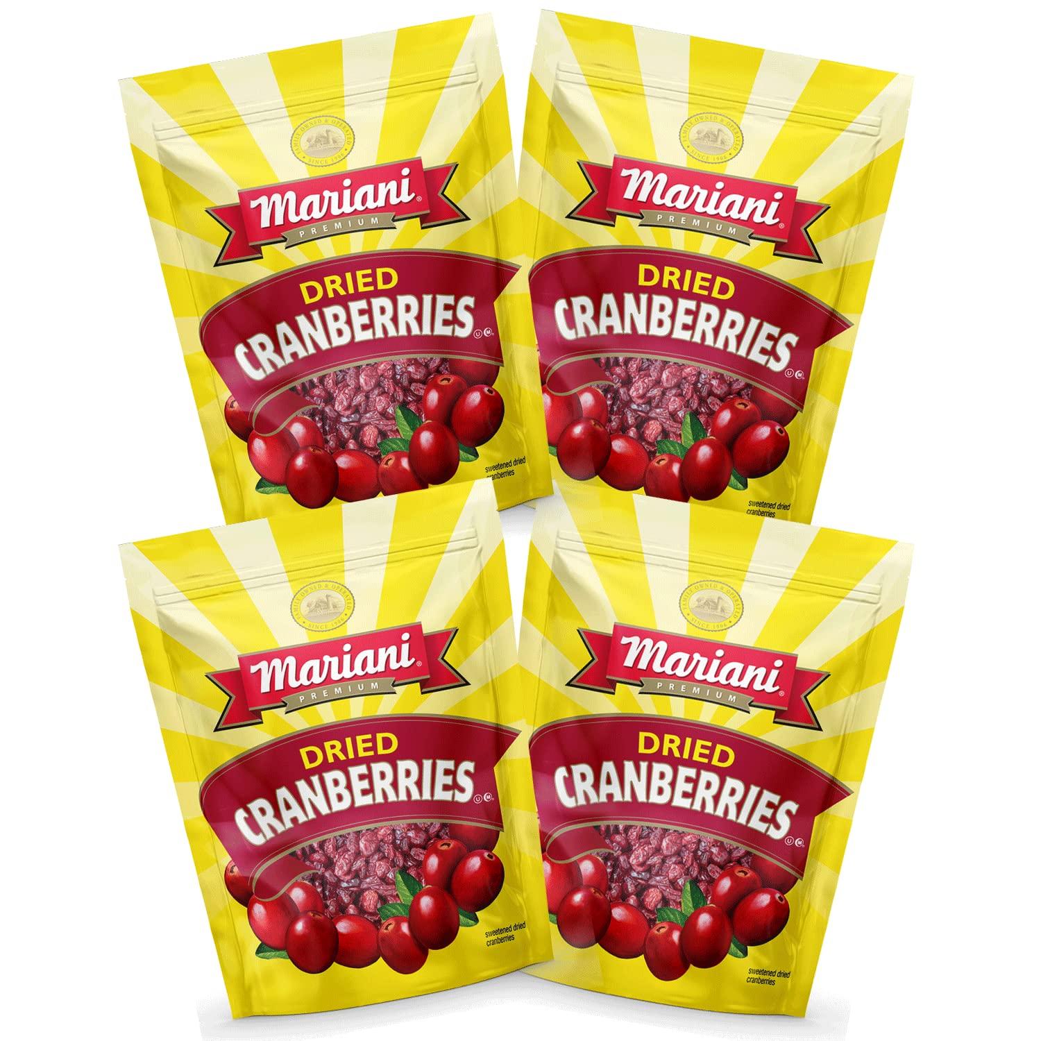 Mariani Premium Mariani Dried Cranberries - Gluten Free, Vegan, No Preservatives - Healthy Snacks for Kids & Adults, 5oz Bag (Pack of 4)