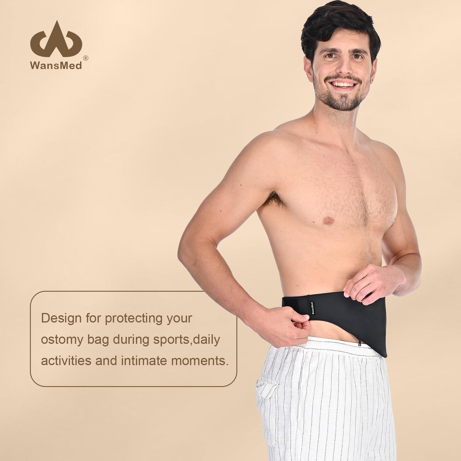 WansMed WansMed Ostomy Bag Covers for Men and Women, Stylish Ostomy Belt for Sports and Daily Use, Compatible for All Colostomy Bags, Black (L)