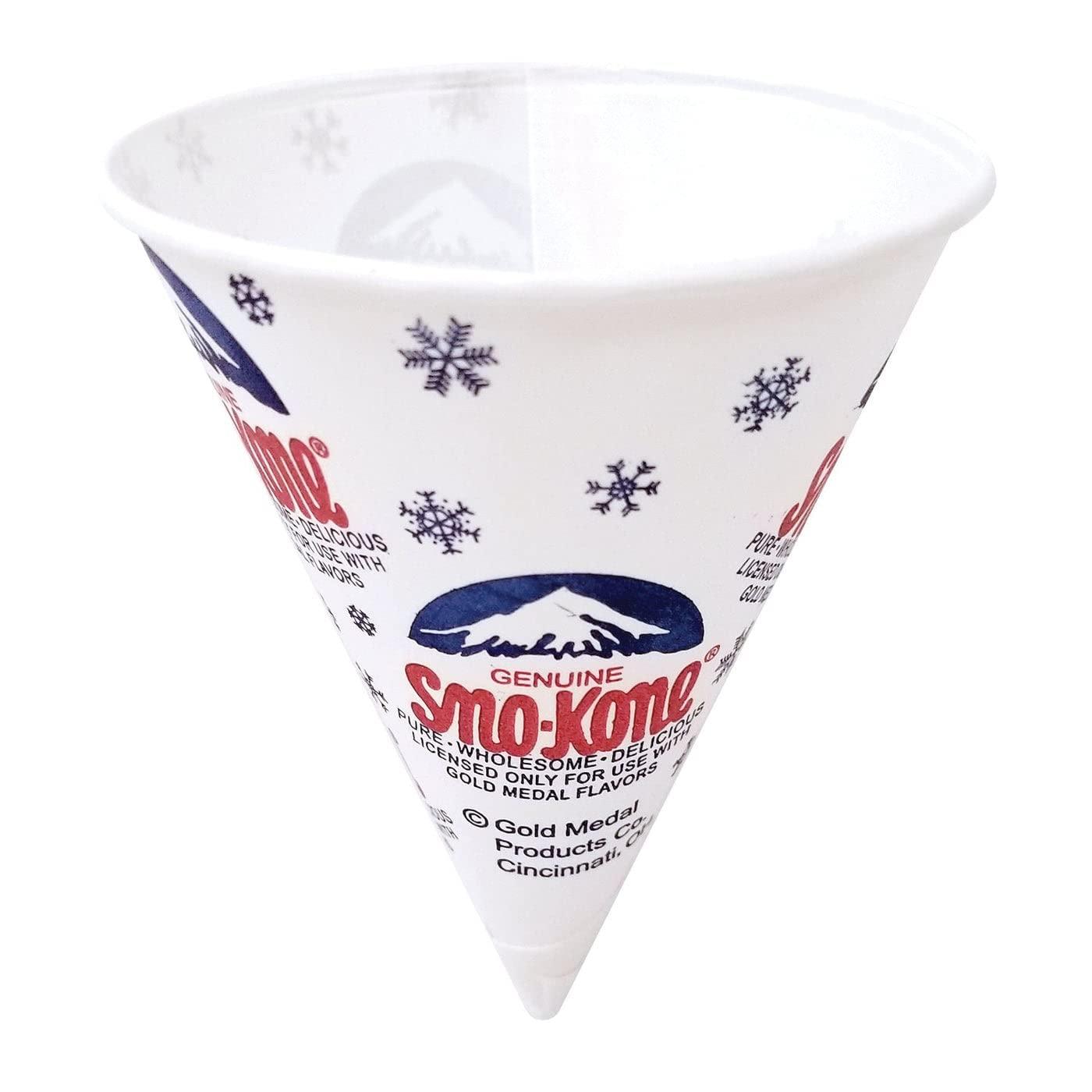 Oasis Supply Snow Cones Cups (Set of 100) - Extra Thick Dry Wax Paper Cone Cups - Snowcone Cups for Shaved Ice, Slushies, & More