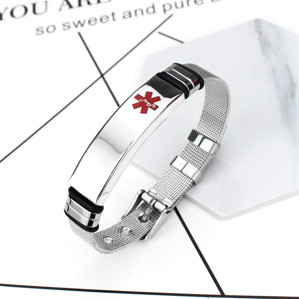 ZKXXJ ZKXXJ Medical Alert ID Bracelets Pacemaker for Men Women Stainless Steel Medical Sign Identification Bracelet Health Alert Bracelet Allergy Awareness Bracelets,Adjustable