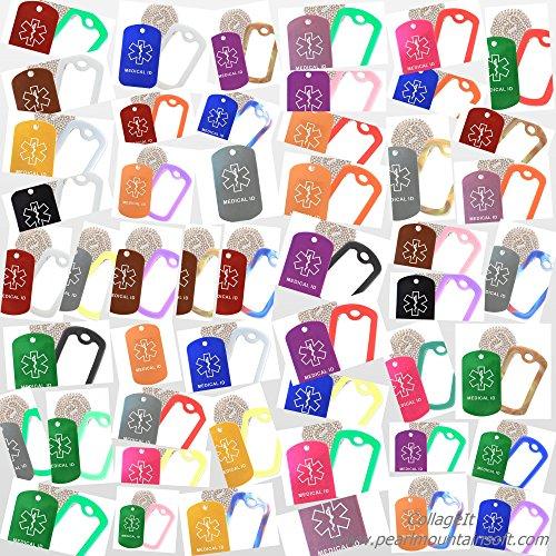 Goods For Giving Custom 2 Pack - Medical Id Medical Alert ID Necklaces with Copper Custom Tags, Purple Silencers, and 30'' USA Chains