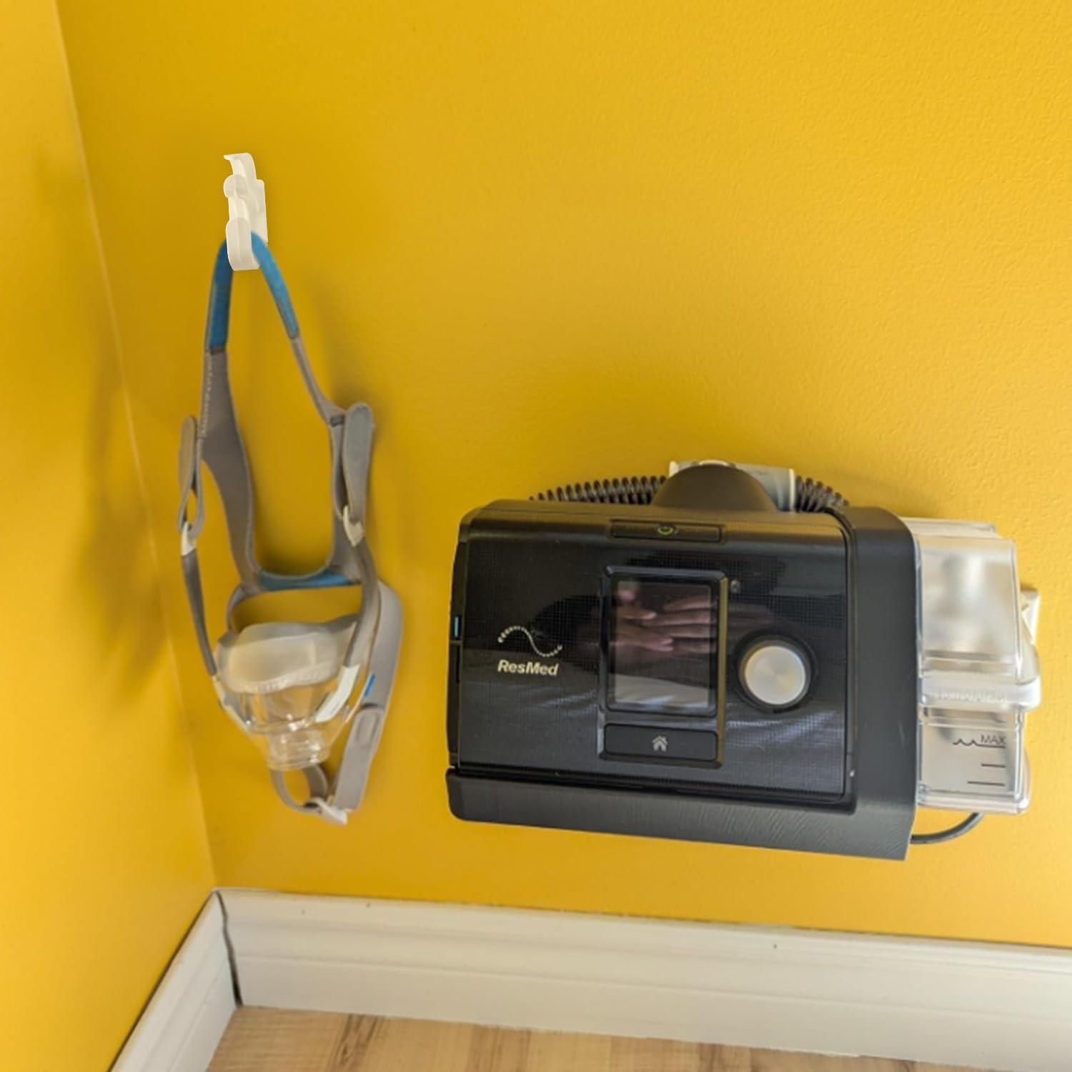 Galeith Galeith Upgraded CPAP Wall Mount Shelf Kit for AirSense 10 with Mask Hook & Hose Hanger & Bottom Hooks, Save Space, Avoids Hose Tangle, Easy Installation Black