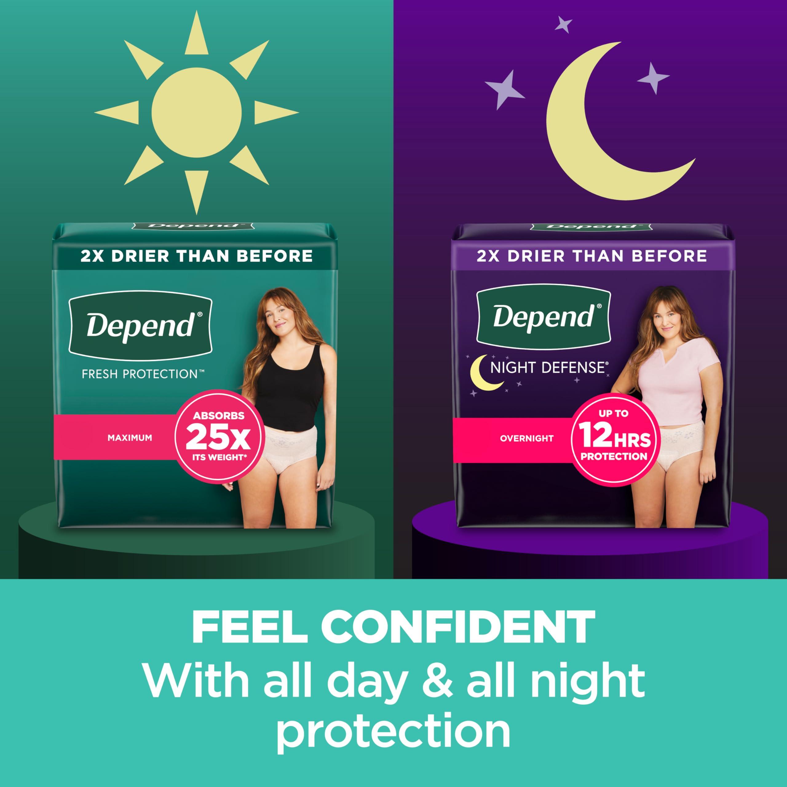 Depend Depend Fresh Protection Adult Incontinence & Postpartum Bladder Leak Underwear for Women, Disposable, Maximum, Extra-Large, Blush, 15 Count, Packaging May Vary