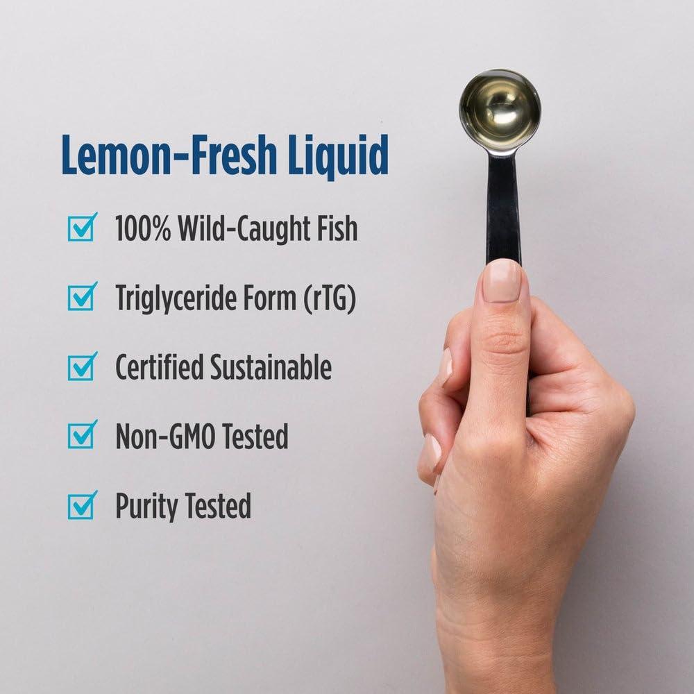 Nordic Naturals Nordic Naturals Ultimate Omega Liquid, Lemon Flavor - 8 oz - 2840 mg Omega-3 - High-Potency Fish Oil Supplement with EPA & DHA - Promotes Brain & Heart Health - Non-GMO - 48 Servings