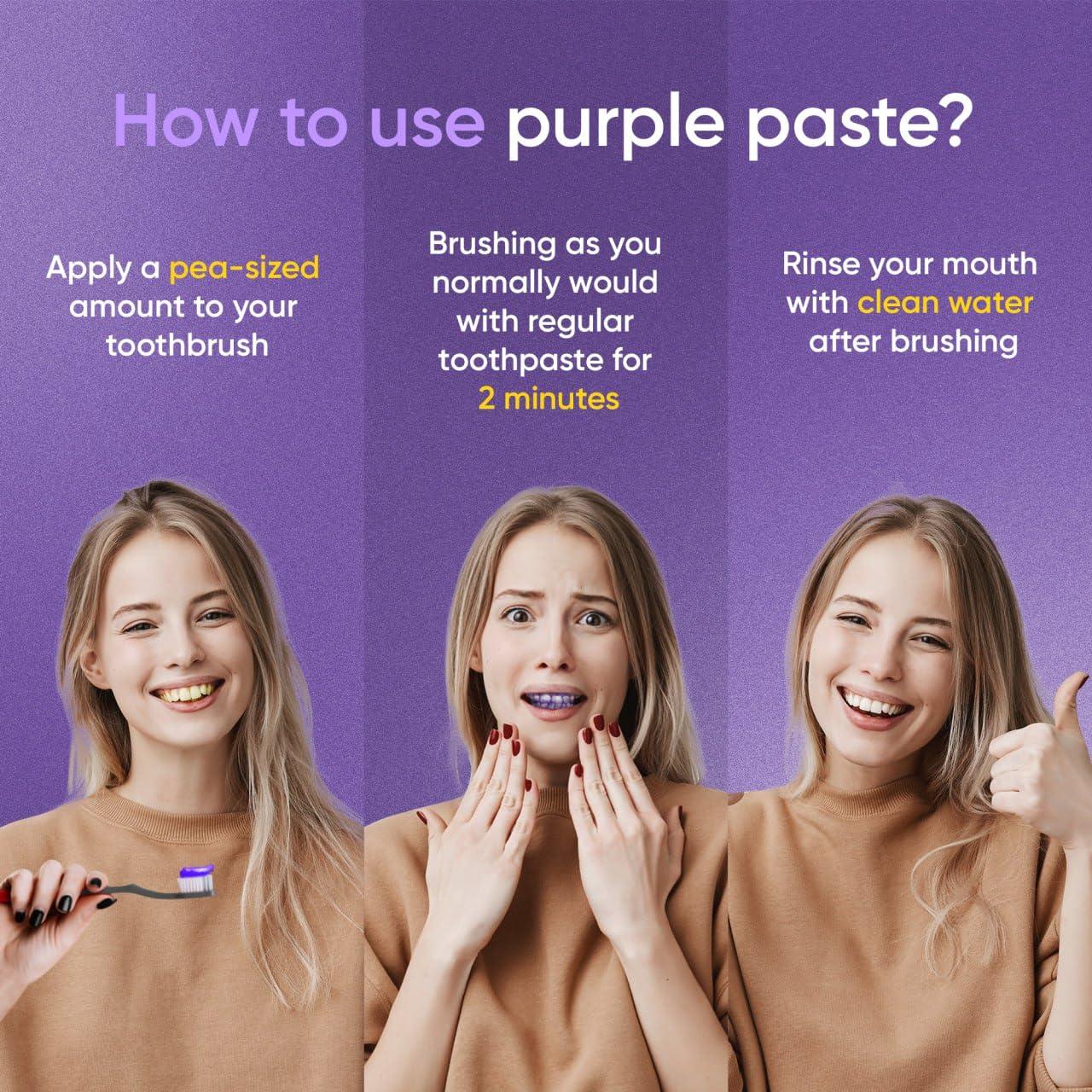 ZenHarbor Purple Toothpaste for Teeth Whitening, Purple Color Corrector Teeth Whitening Booster Toothpaste, Purple Whitening Toothpaste, Teeth Whitener, Tooth Stain Removal