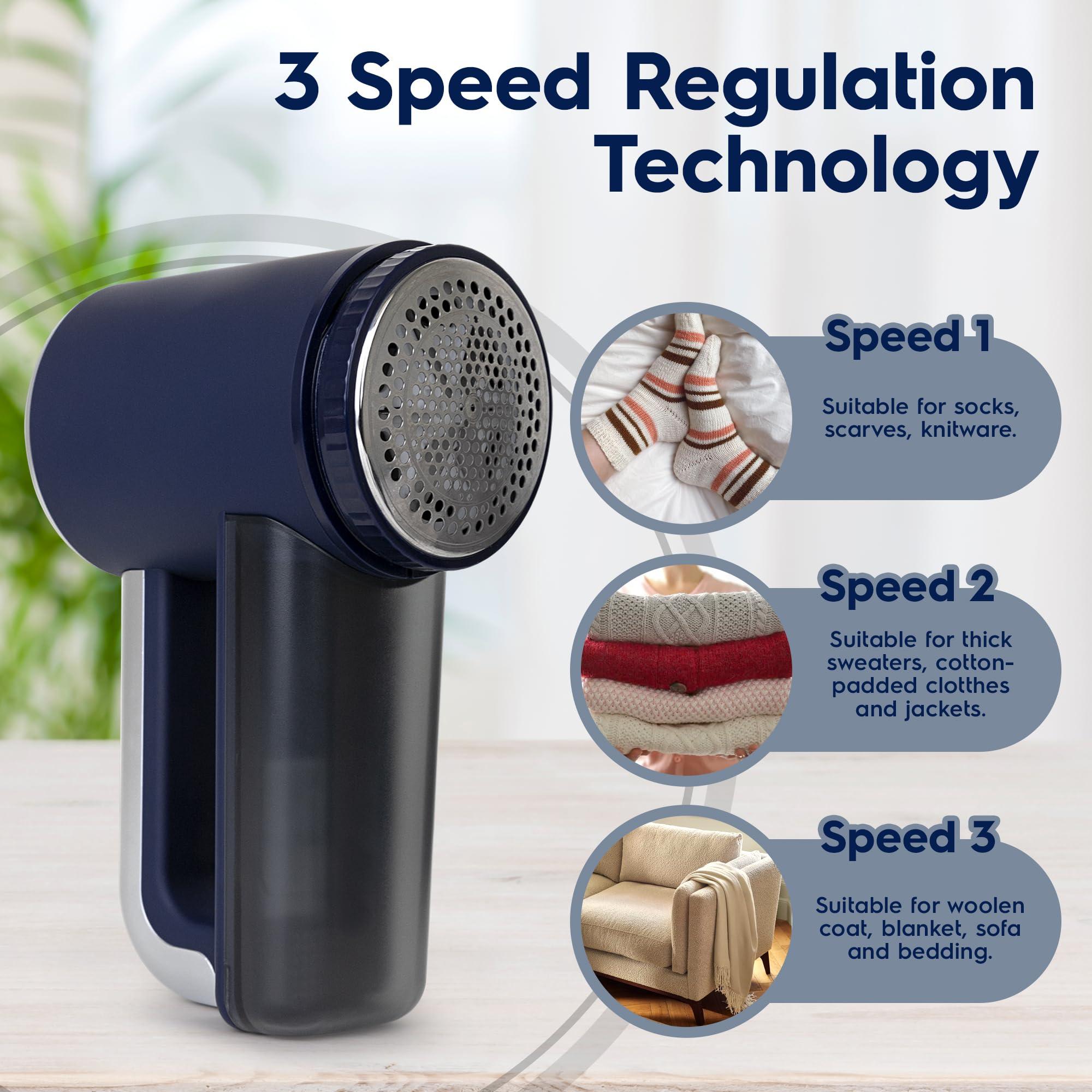 Electrolux Electrolux Rechargeable Fabric Shaver & Lint Remover for Clothes, Furniture, Sofas, Blankets with LED Display, 3-Speed Portable Electric Pill Cutter - Removes Lint, Pill, & Fuzz - Black