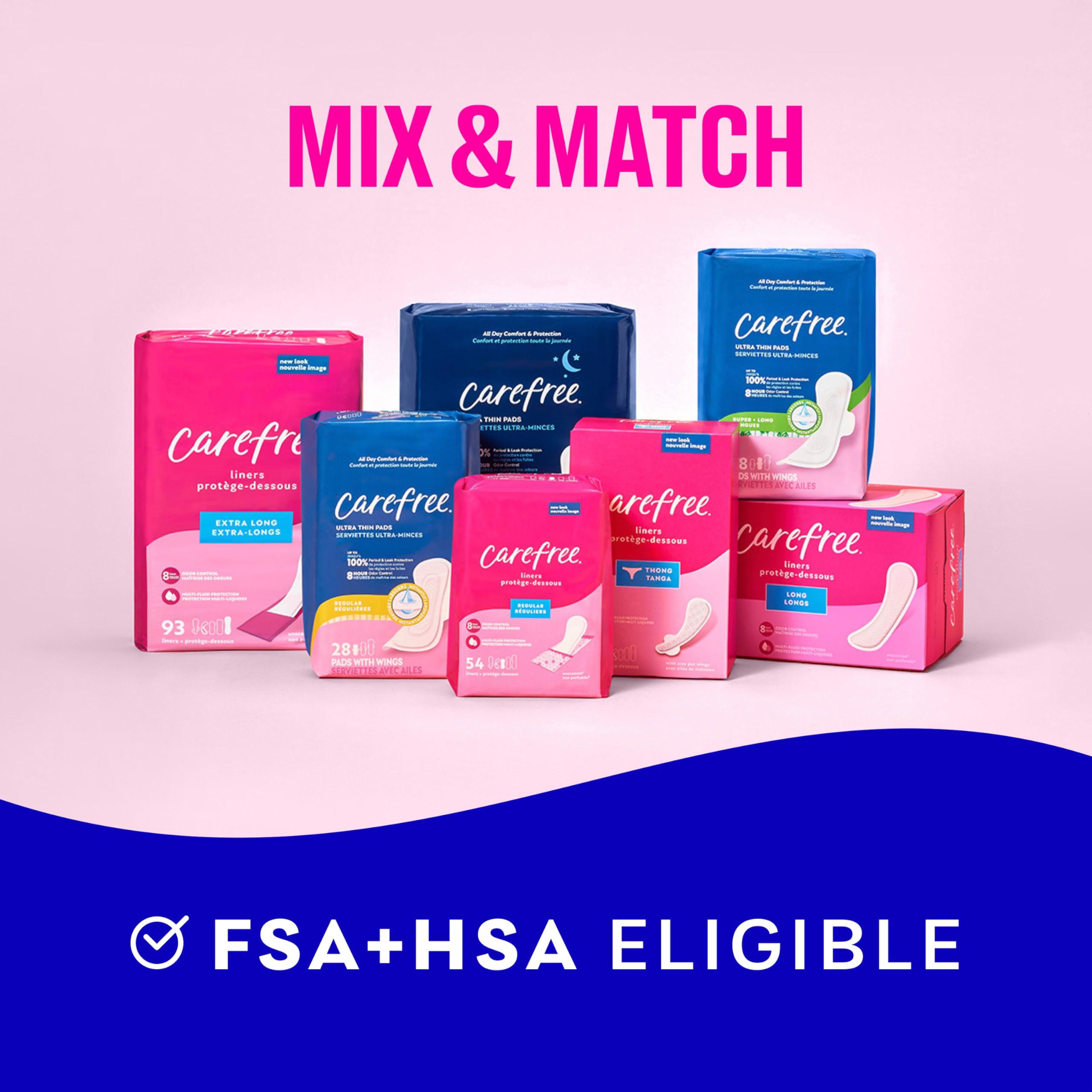 Carefree Carefree Ultra Thin Pads for Women, Super/Long Pads With Wings, 28ct | Carefree Pads, Feminine Care, Period Pads & Postpartum Pads | 28ct (Pack of 1)