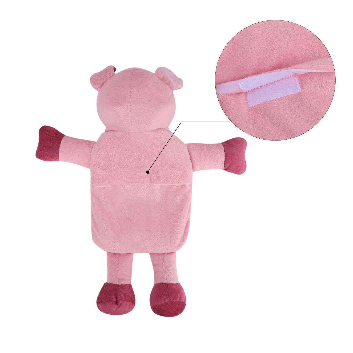 HAOZAIKEJI Hot Water Bottle with Plush Cover Cute Animal Hand Warmer Bottle 1 Liter Rubber Hot Water Bag for Kids Men Women