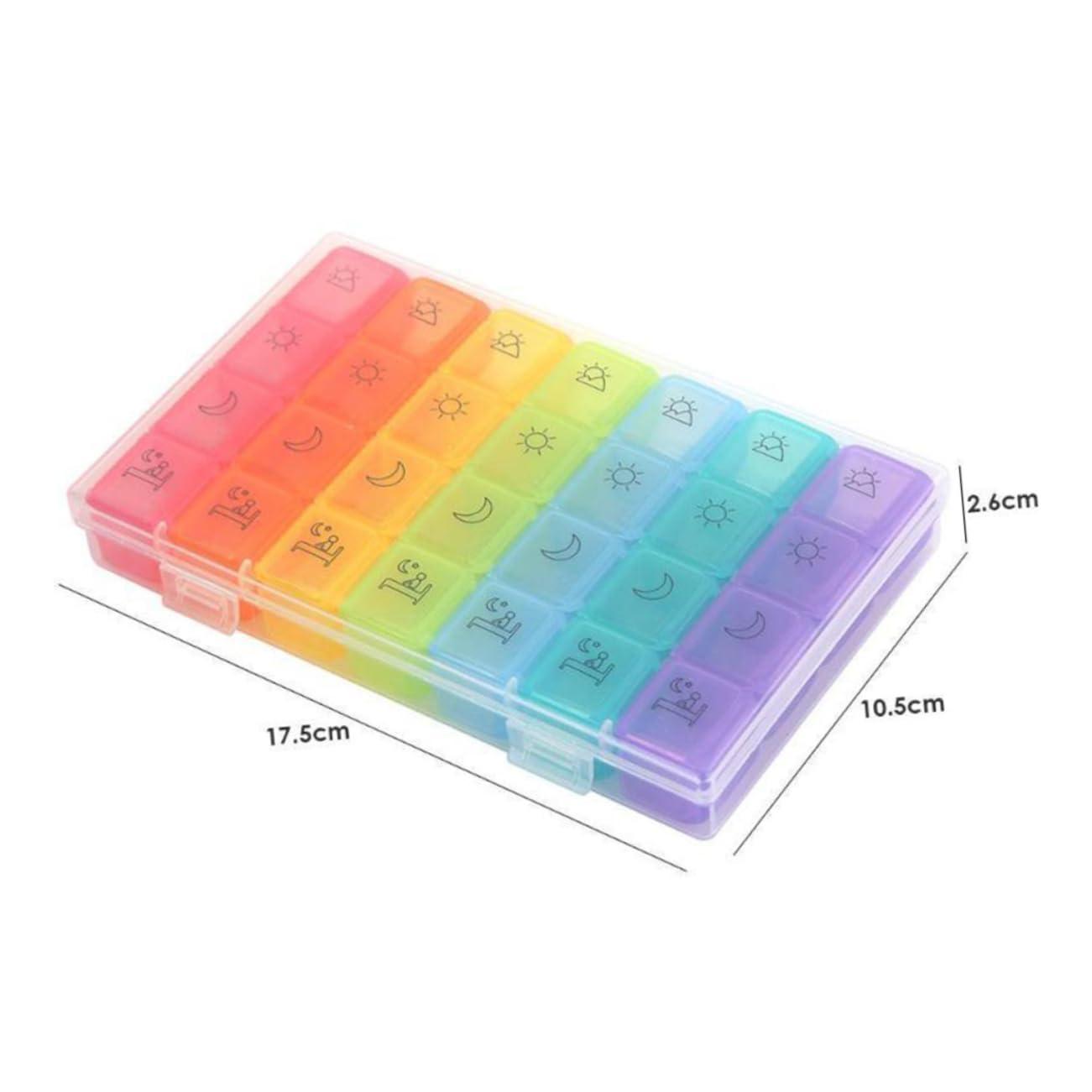 GOOHOCHY GOOHOCHY Portable Pill Box Organizer 28 Separate Compartments Dispensing Pill Organizer Daily Medicine Planner Box Plastic Medicine Dispenser