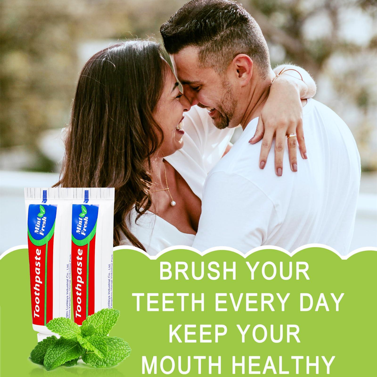 HAIFOTRVA HAIFOTRVA 100 Tubes Bulk Travel Size Toothpaste,Miniature 0.88oz(25g) Small Toothpaste Travel Size Bulk 1.3x3.93 inches Peppermint Mini Disposable Toothpaste for Hotel,Guests,Homeless,Charity