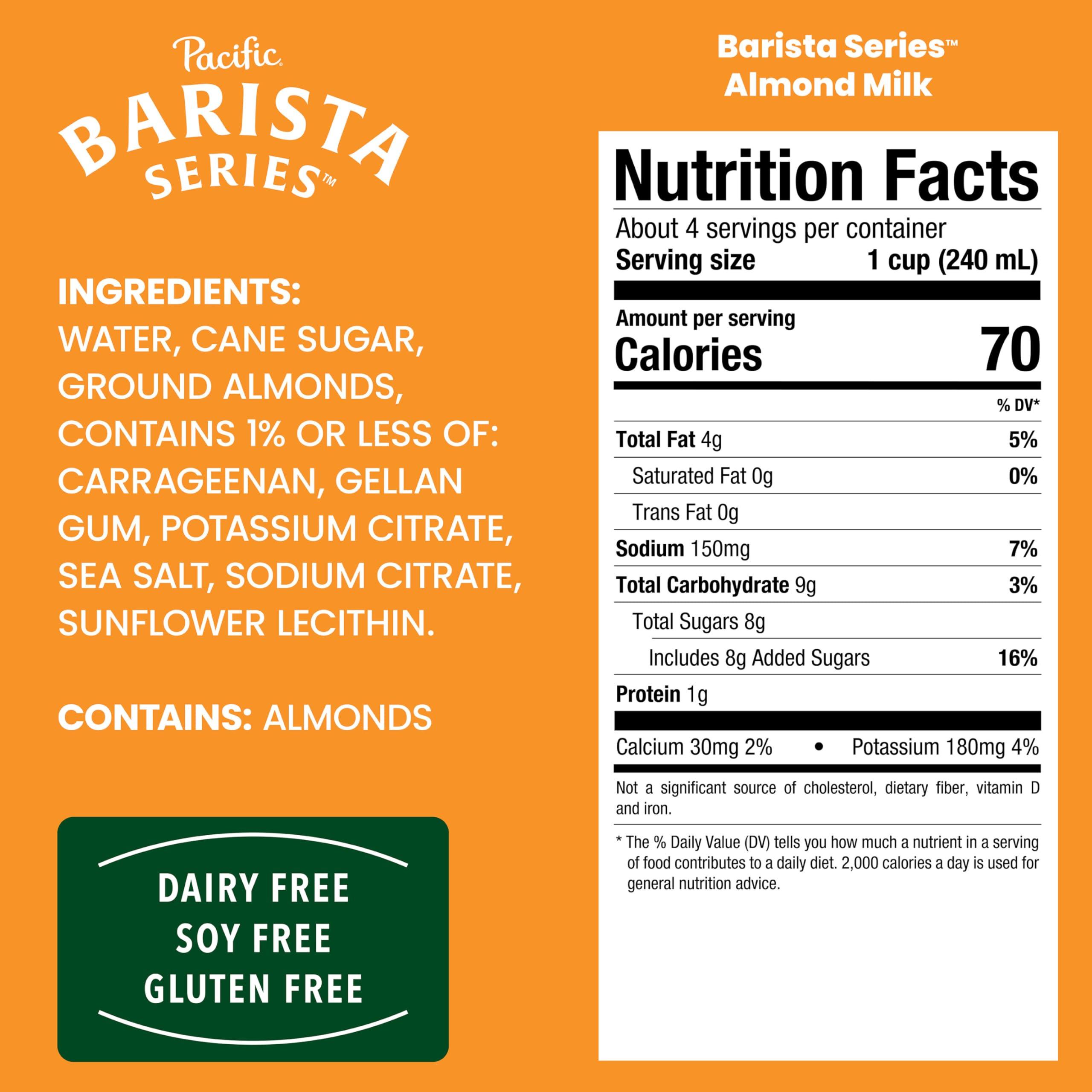 Pacific Foods Pacific Foods Barista Series Original Almond Milk, Plant Based Milk, 32 oz Carton (Pack of 4)
