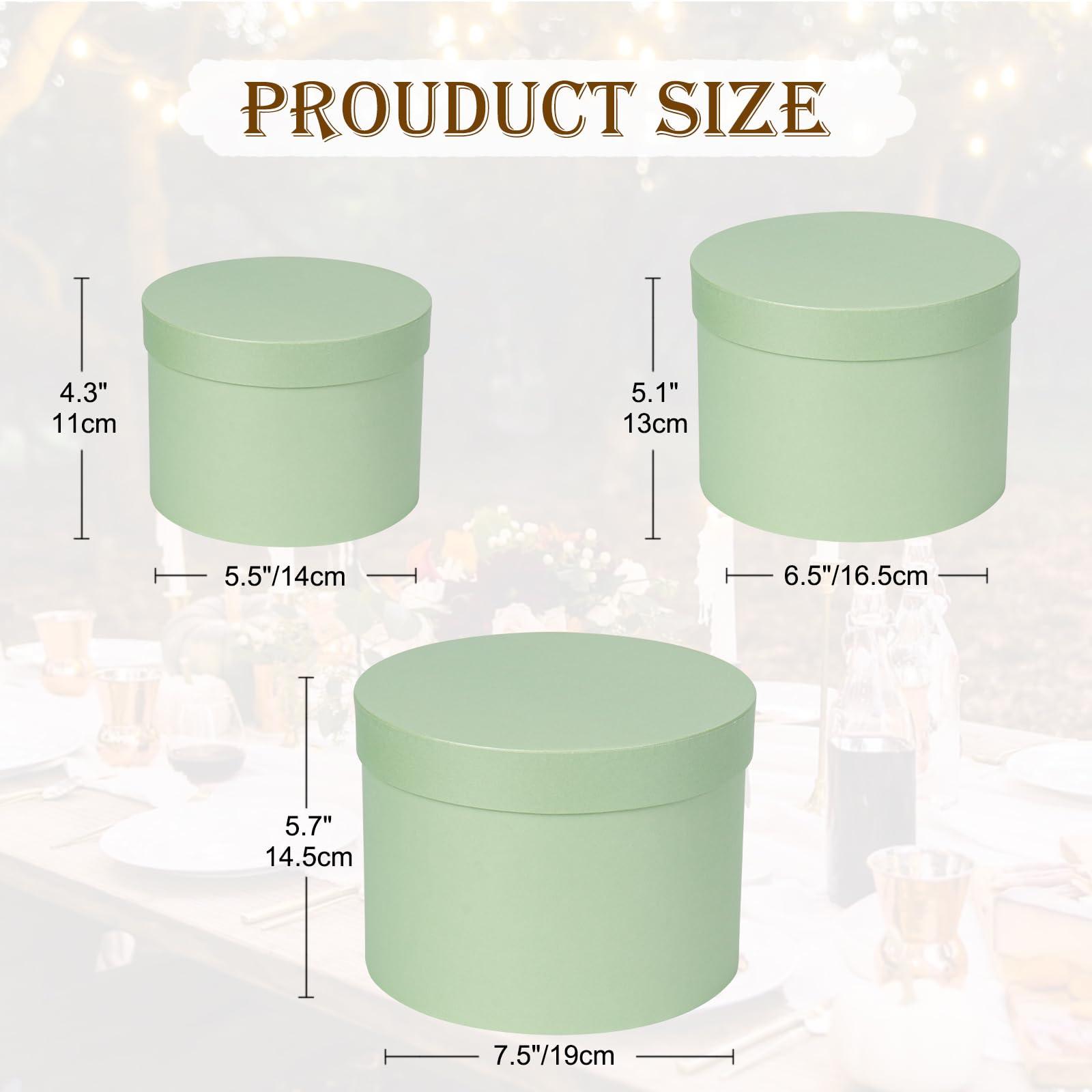 GnFlus Mint Green Gift Box Round Gift Boxes with Lids Set of 3 Nesting Gift Boxes for Presents Assorted Sizes Flower Boxes for Arrangements Birthday Wedding Bridesmaid Graduation Christmas Party Gift Bags