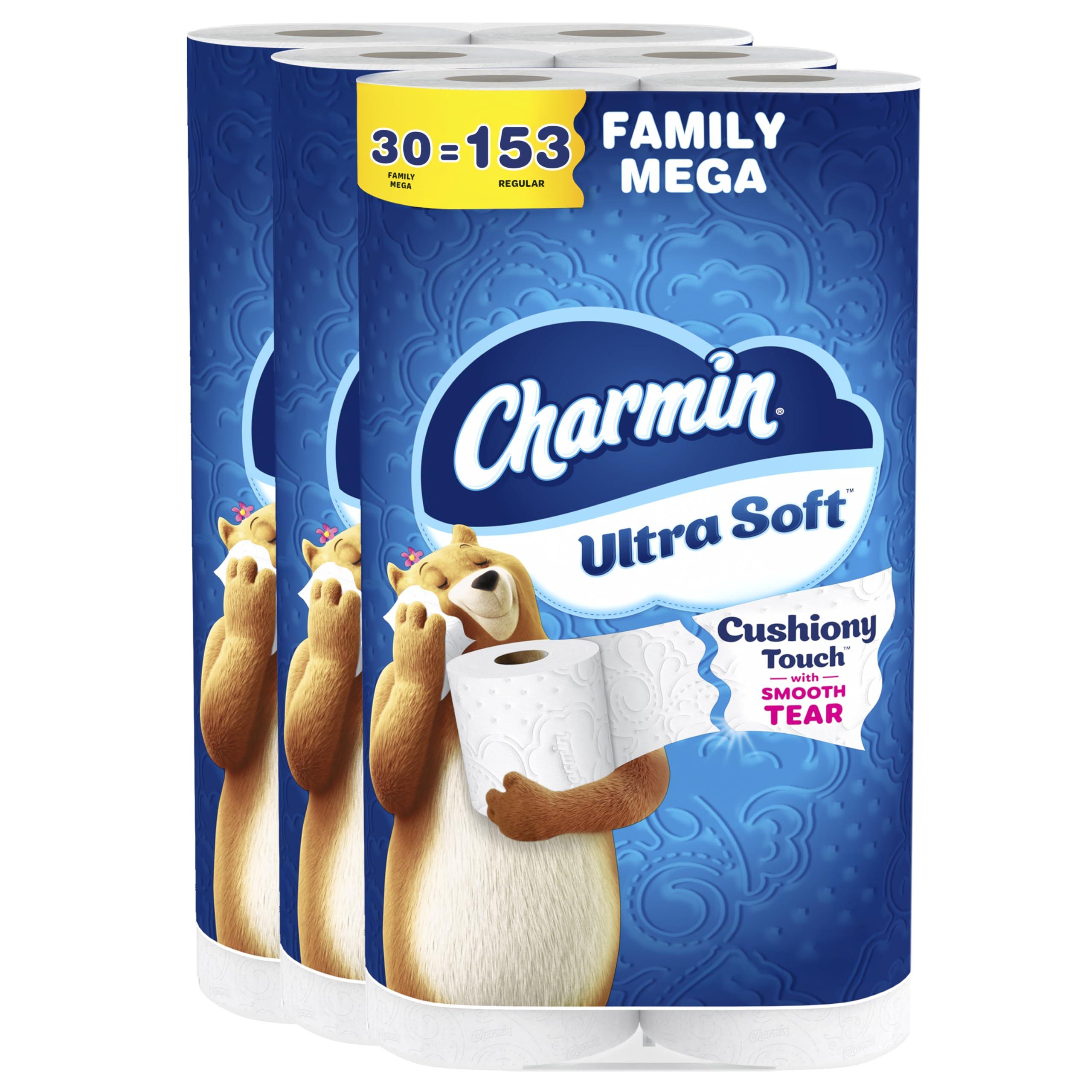 Charmin Charmin Toilet Paper Ultra Soft Cushiony Touch, 30 Family Mega Rolls = 153 Regular Rolls