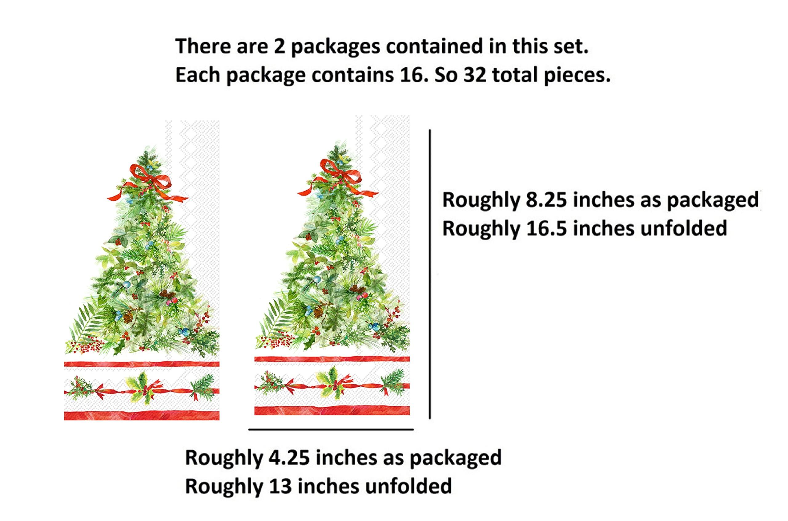RLP Marketing LLC Christmas Hand Towels Sets: Quality Disposable Paper Hand Towels Featuring Holiday Themes - 32 Total Holiday Guest Towels Per Set (Peace Tree)