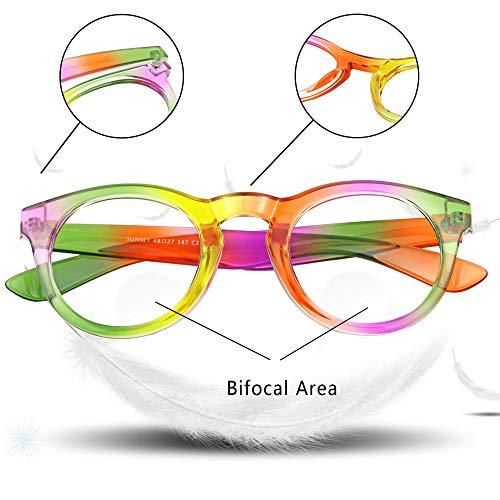 LifeArt LifeArt Bifocal Reading Glasses with Round Lenses, Blue Light Blocking Glasses for Women Men, Anti Glare, Reduce Eyestrain (Colorful, 2.00 Magnification)
