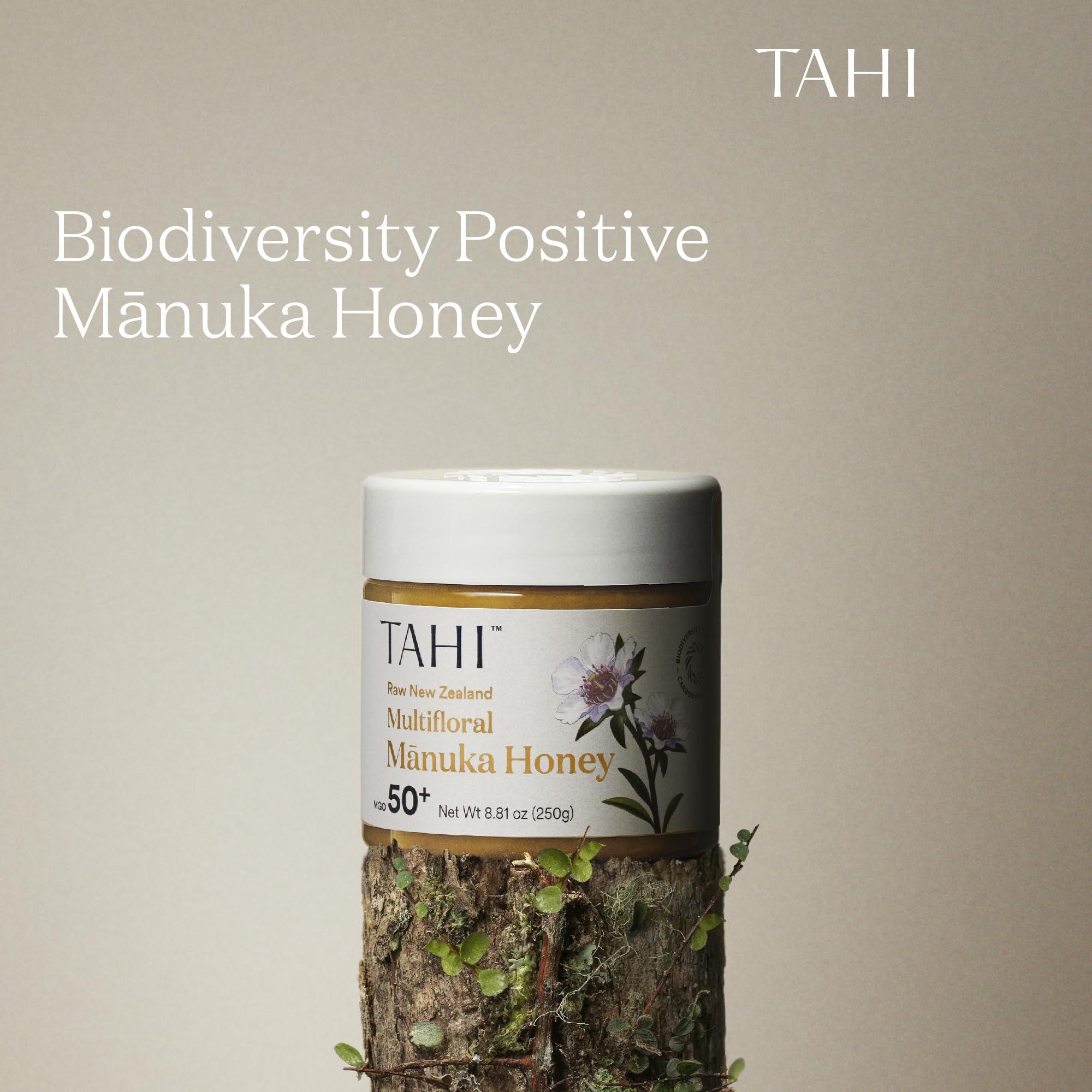 Tahi Tahi MGO 50+ Multifloral Raw Manuka Honey New Zealand - 100% Sustainable and Natural Honey - Non-GMO, Glyphosate-Free and Gluten-Free - New Zealand Manuka Pure Honey - 8.81oz