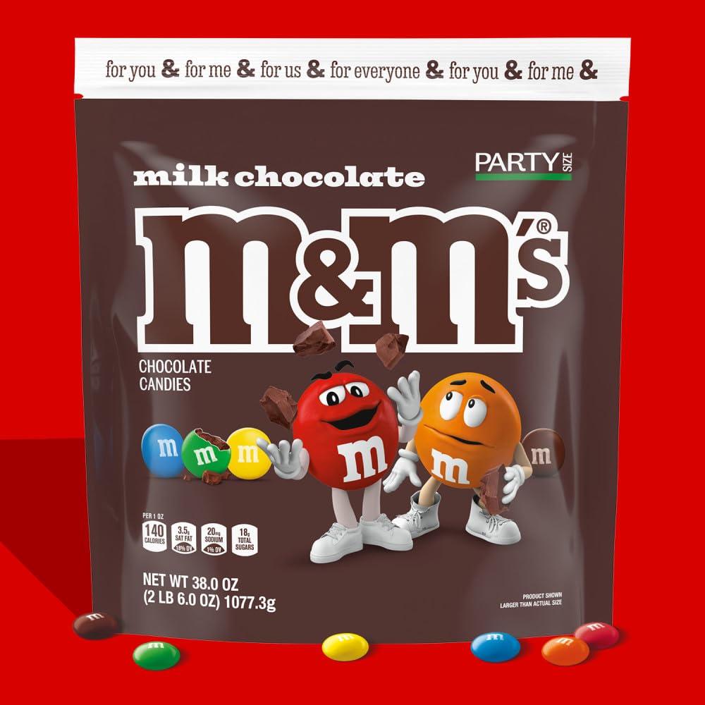 M&M'S M&M\'S Milk Chocolate Candy, Party Size, 38 oz Bag