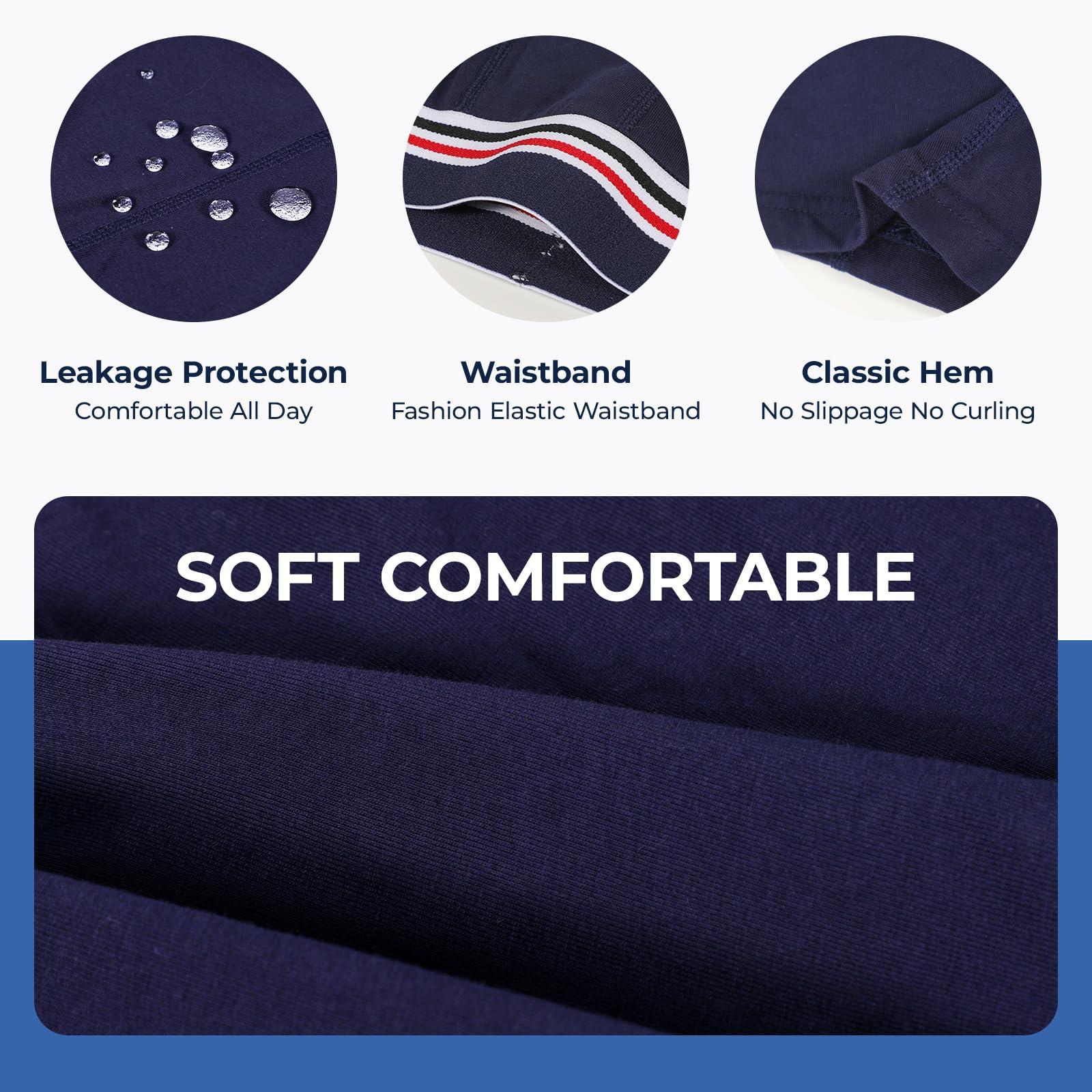 CARER Healthcare Incontinence Pregnancy CARER Washable Incontinence Underwear for Men, Front Absorbent Urine 80ml, 2 Pack, Large, Blue/Gray, Reusable, Waterproof