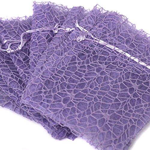 Bucasi 30 Organza Lace Bags Wedding Showers Party Favor Fabric Candy Goody Bags (Purple, 7 x 12 - M)