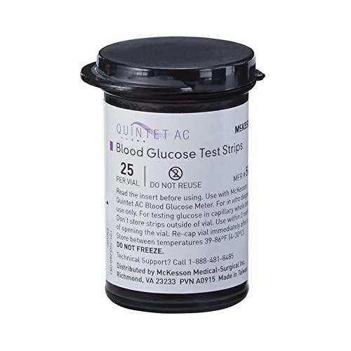McKesson McKesson QUINTET AC Blood Glucose Test Strips - Auto Coding, Noble Electrode Strips, for Self-Testing and Point-of-Care Testing of Whole Blood Glucose, 50 Strips, 1 Pack