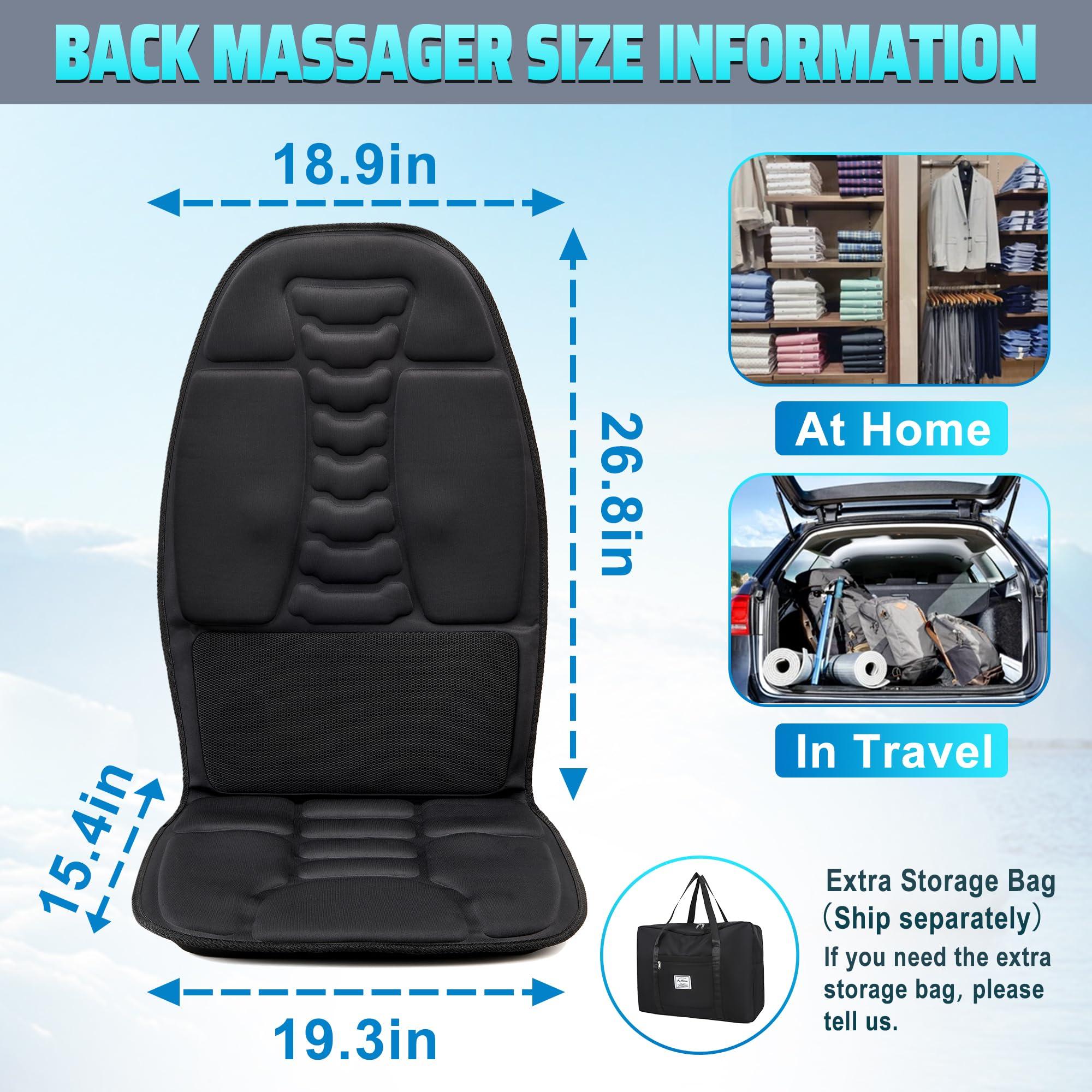 comrelax comrelax Massage Seat Cushion with Heat, Back Massager for Chair, Chair Massager for Full Body Massage, Deep Tissue Vibration Massager with 2 Adapters, Gifts for Dad Mom