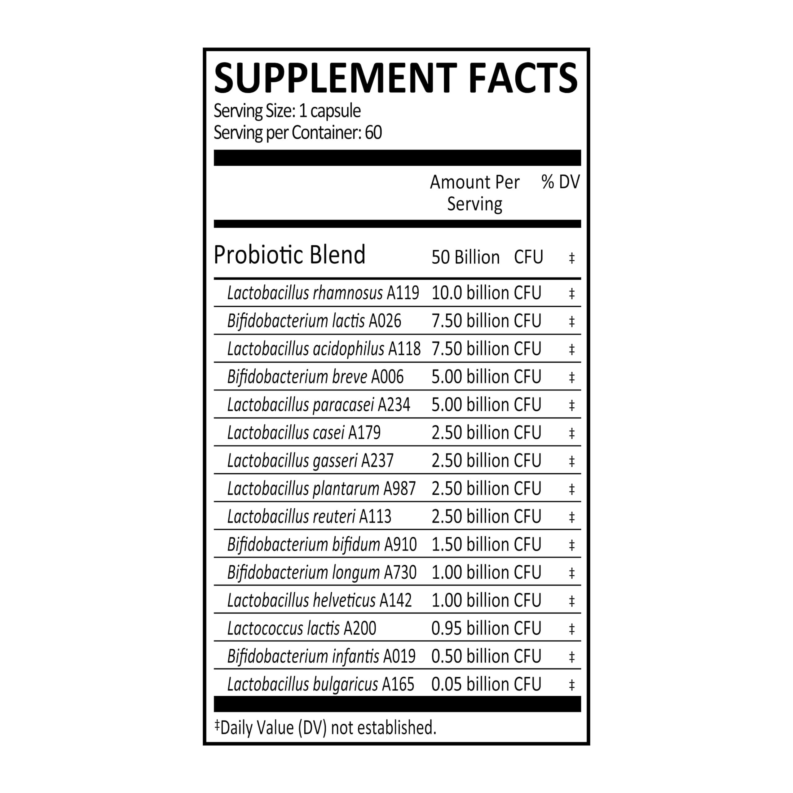 Genuine Health Genuine Health Probiotics, 50 Billion CFU, Daily Care, 15 Diverse Strains, Soy Free, Gluten Free, Vegan Delayed-Release Capsules for Advanced Gut Health (60 count)